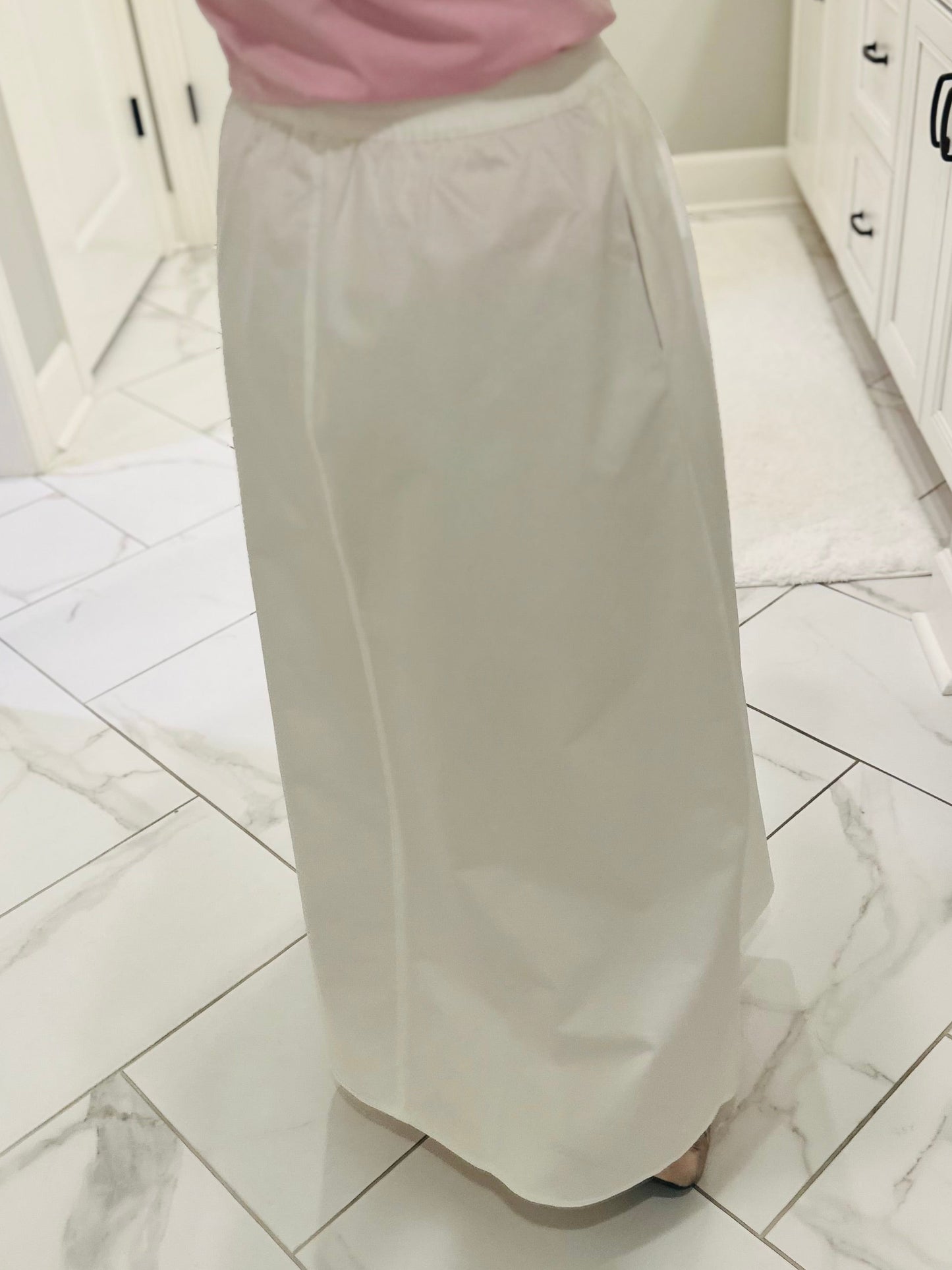 The Eva White Cotton Midi Skirt