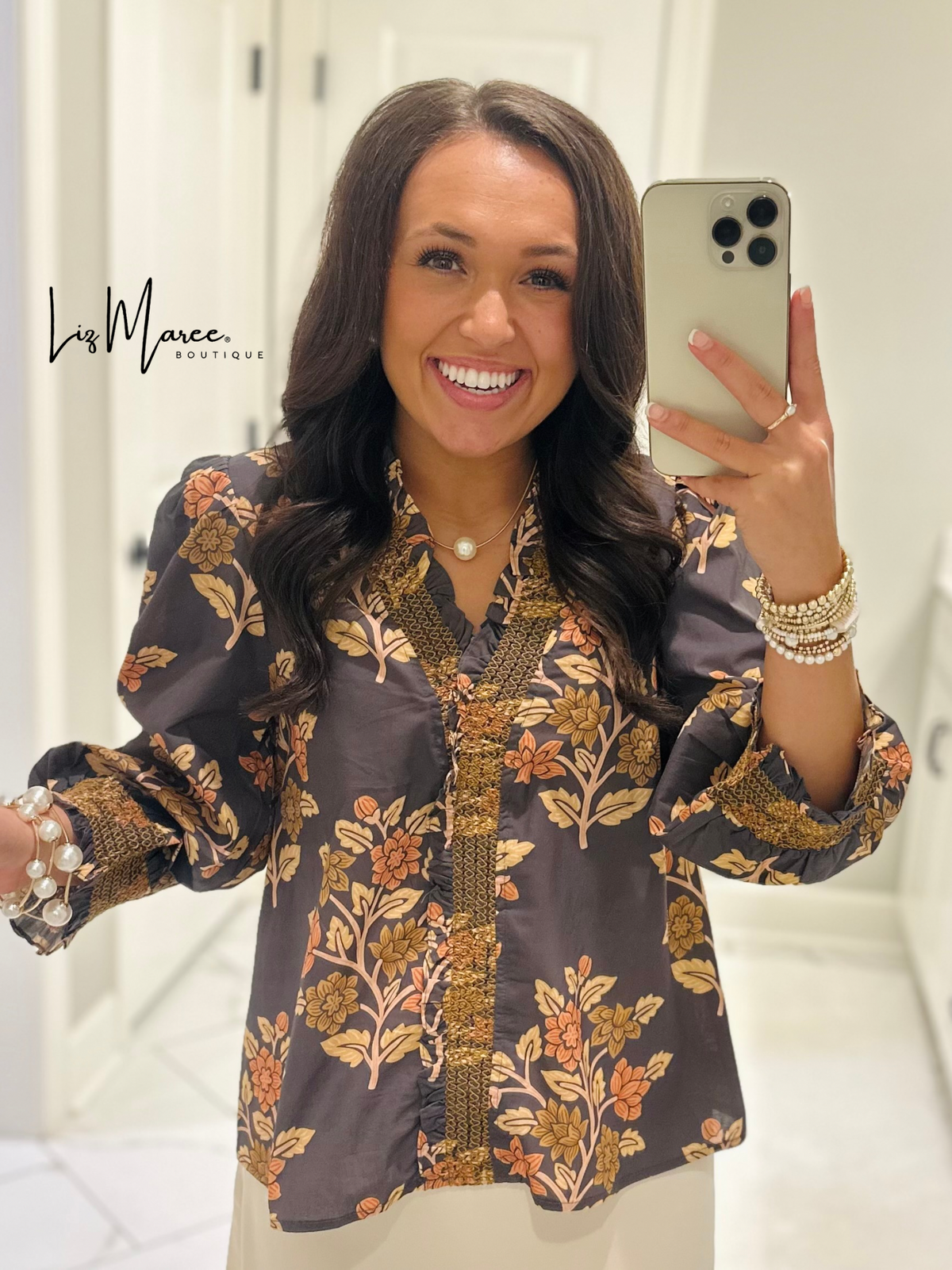 The Carrie Grey Floral Top