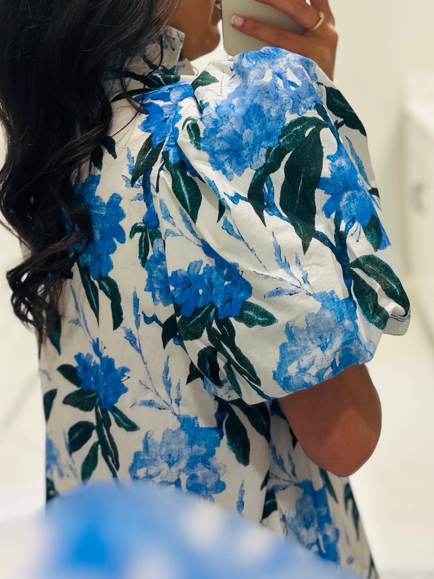 The Jane Blue Floral Midi Dress