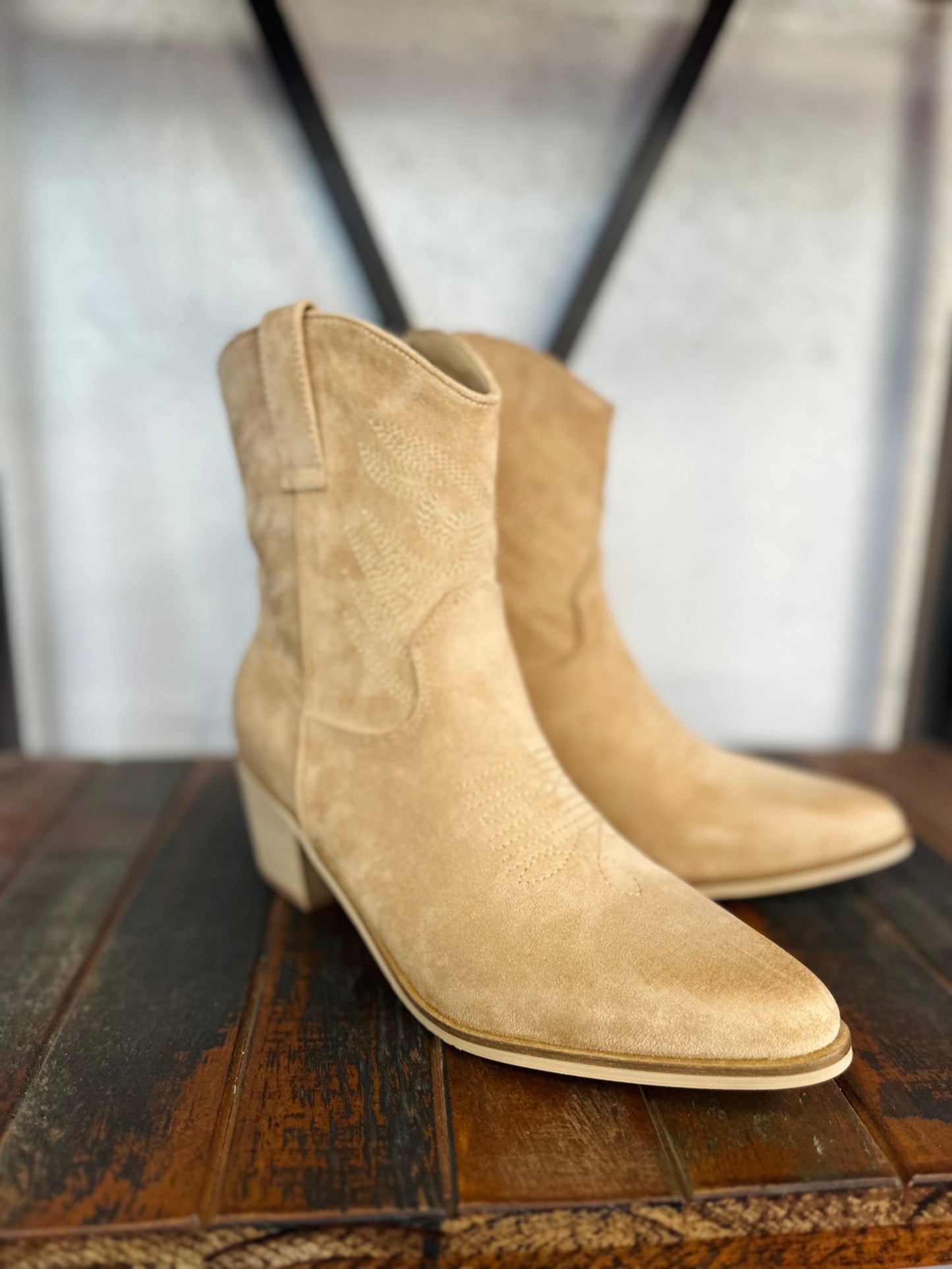 The Casey Apricot Western Bootie