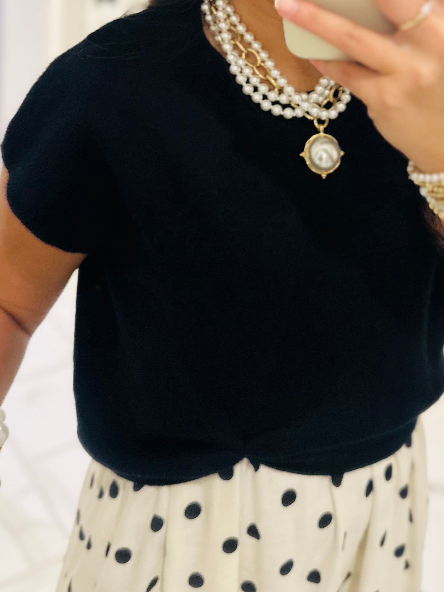 The Lennon Black Layered Polka Dot Midi Dress