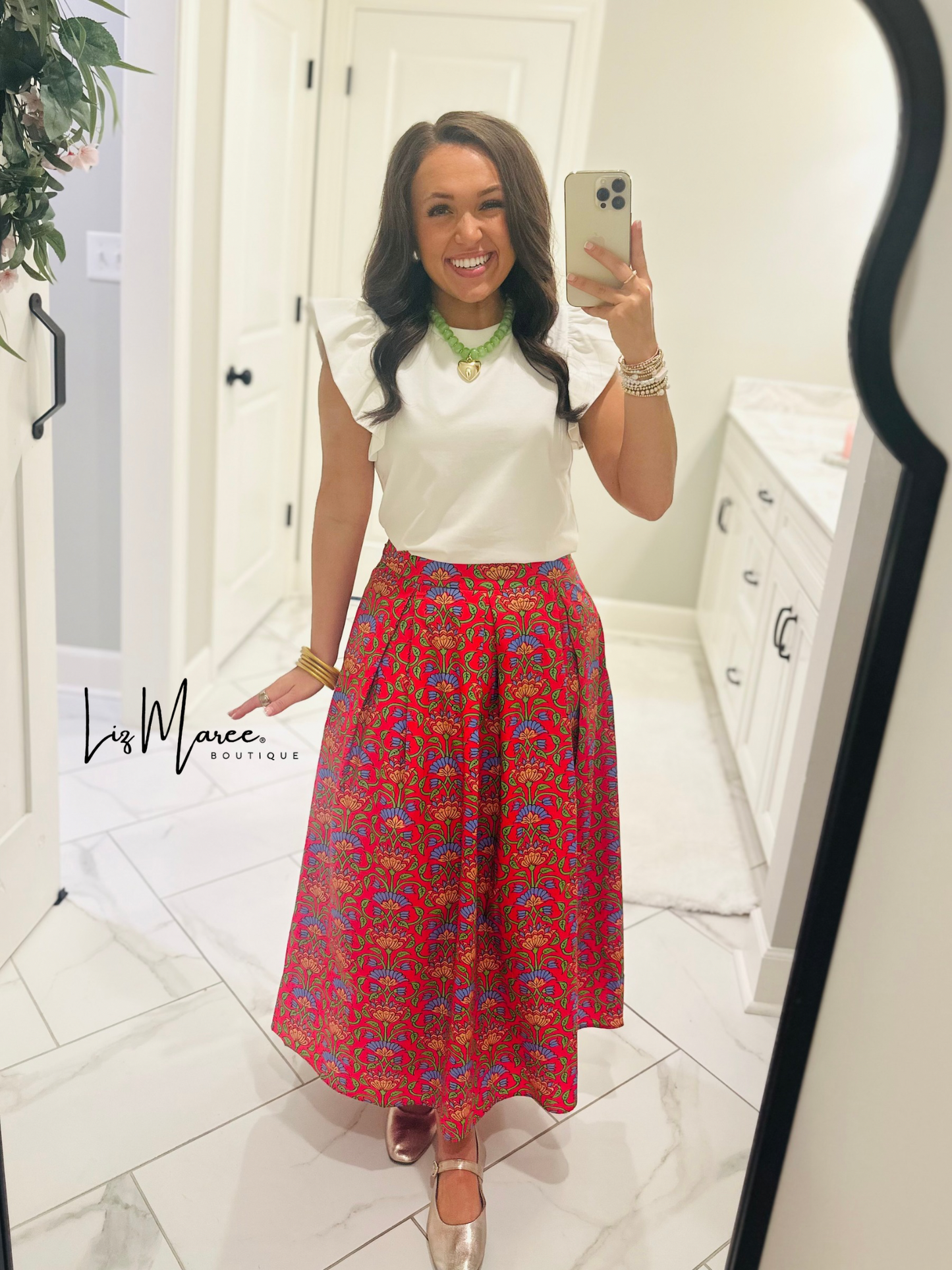 The Hailey Multi Floral Pleated Midi Skirt