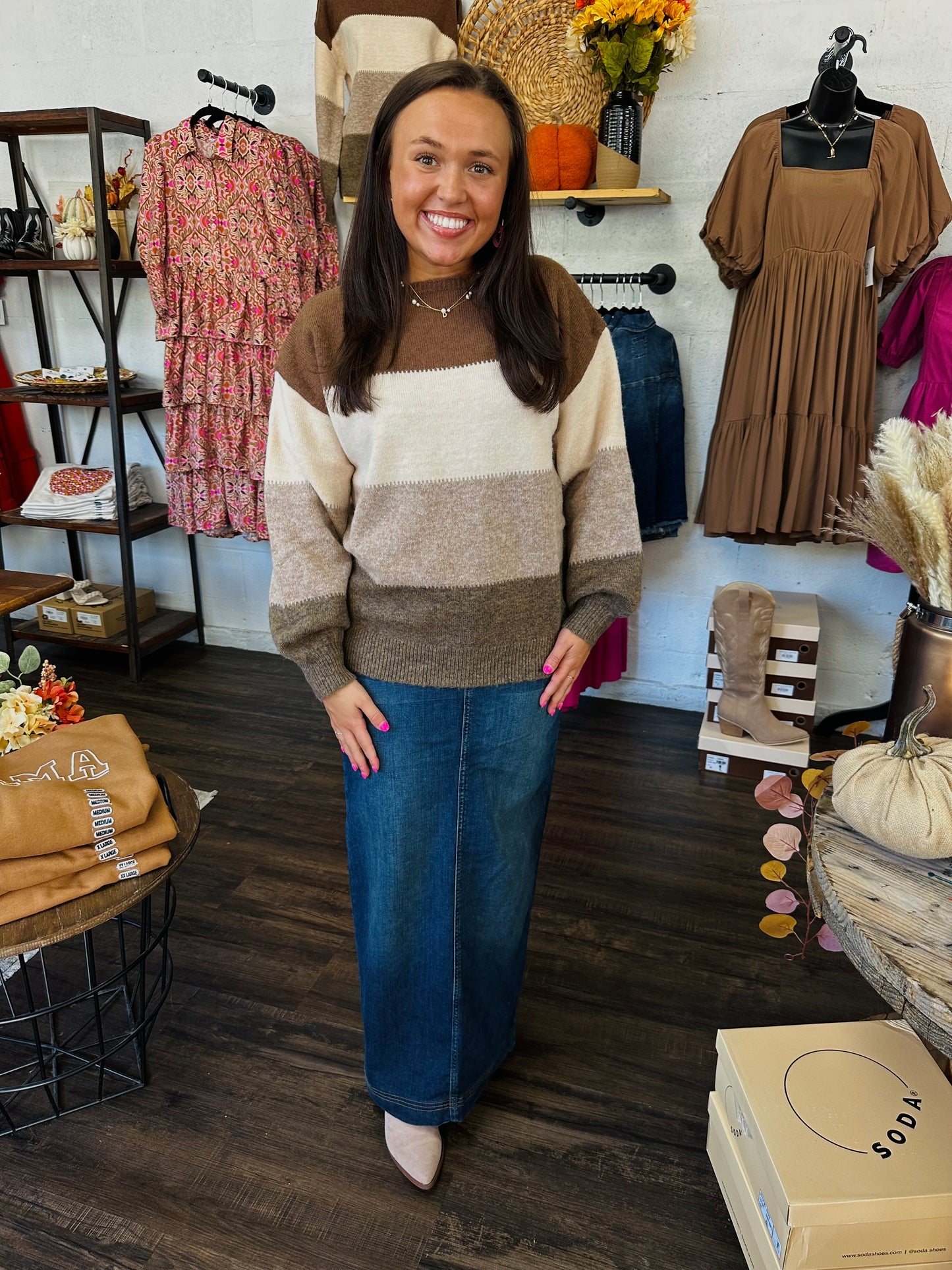 Mocha Color Block Sweater