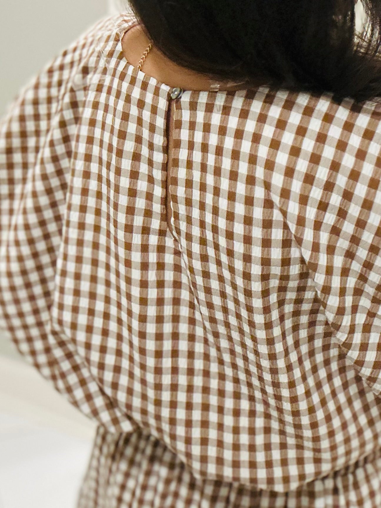 The Kinsley Brown Gingham Top + Skirt Set