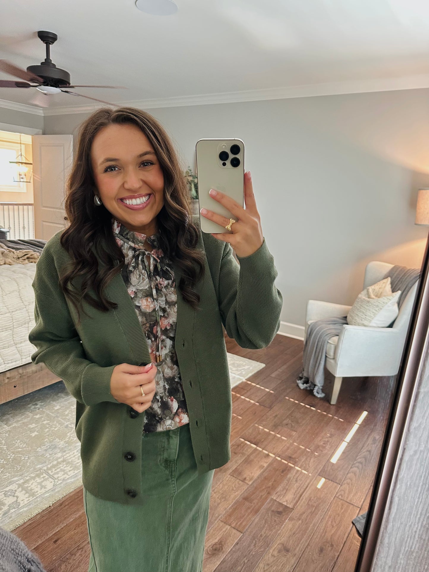 Let's Get Cozy Olive Green Cardigan