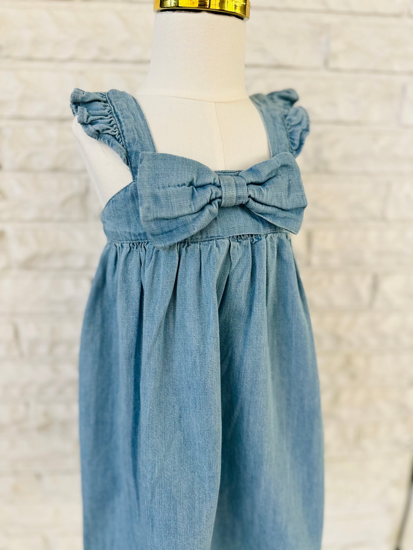 The Girls Light Wash Denim Bow Dress