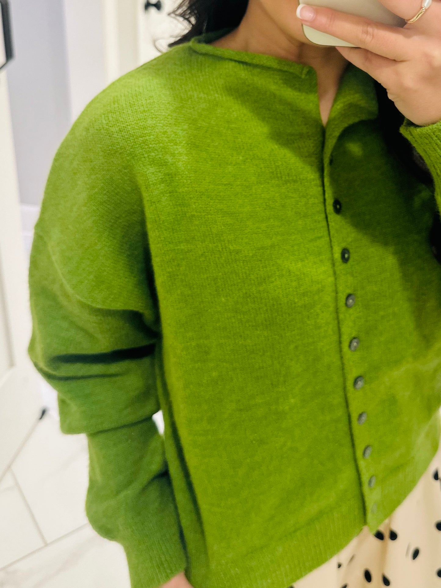 The Myra Pea Green Piper Cardigan