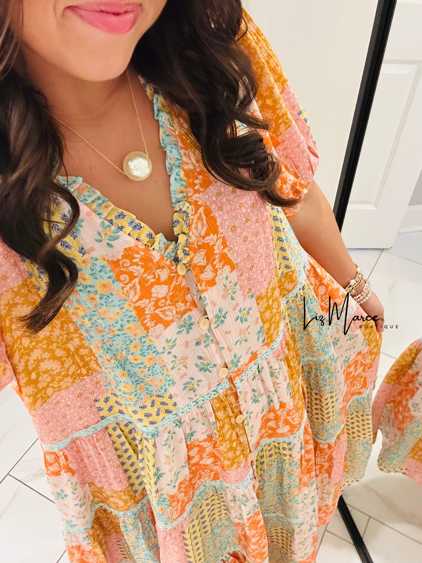 The Wrenlee Patchwork Midi Dress