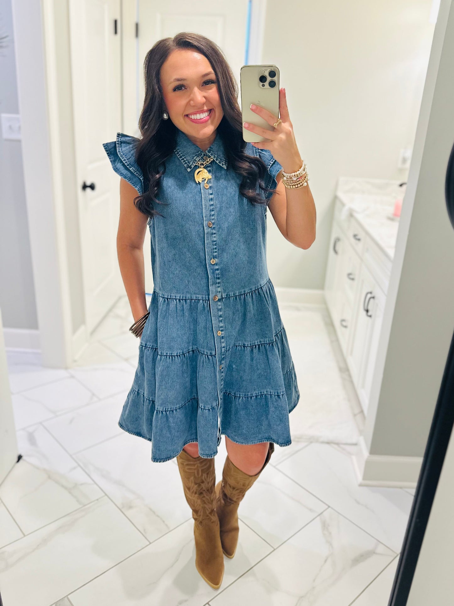 The Payton Denim Tiered Dress