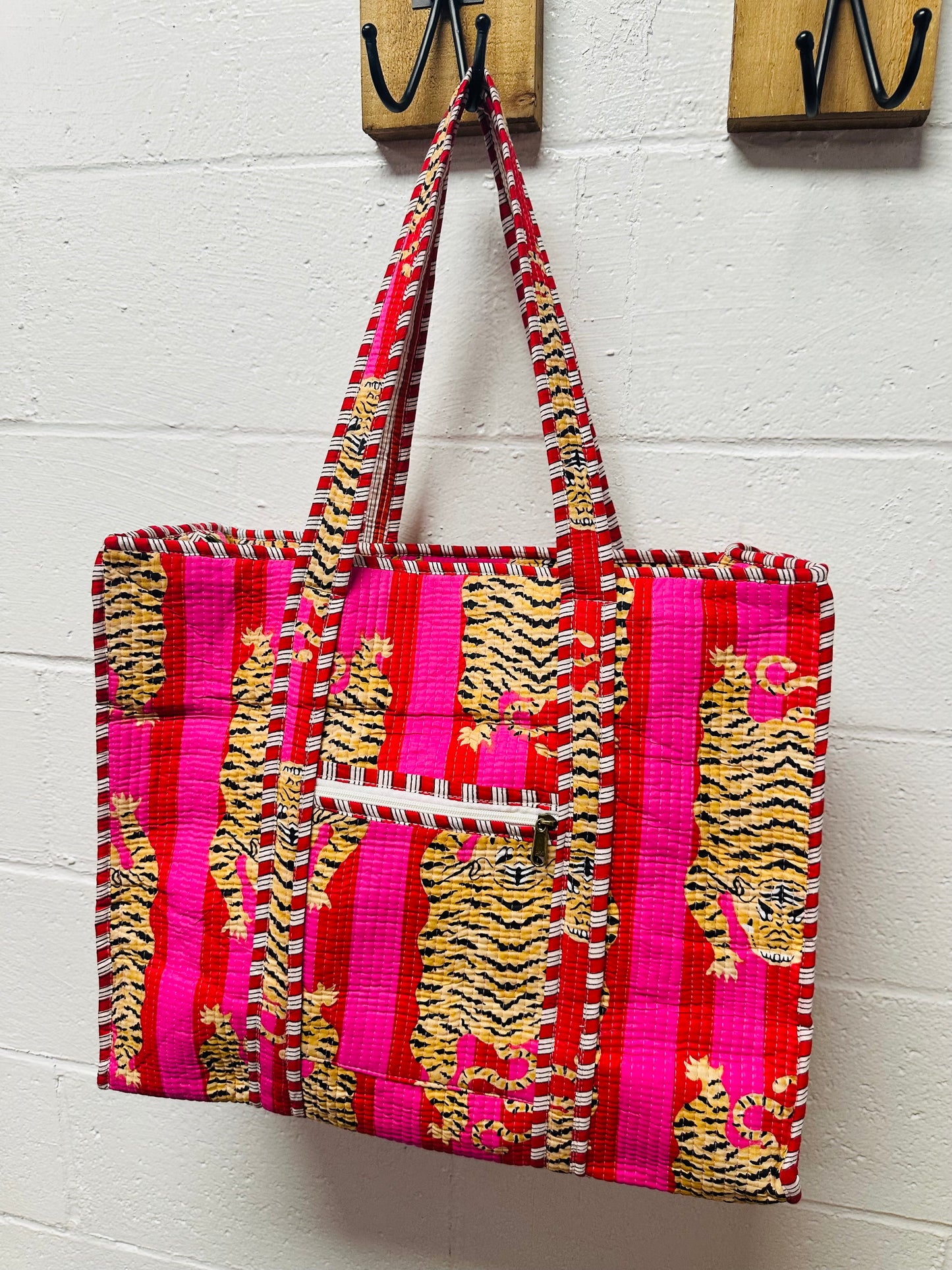 The Pink Tiger Quilted Tote Bag