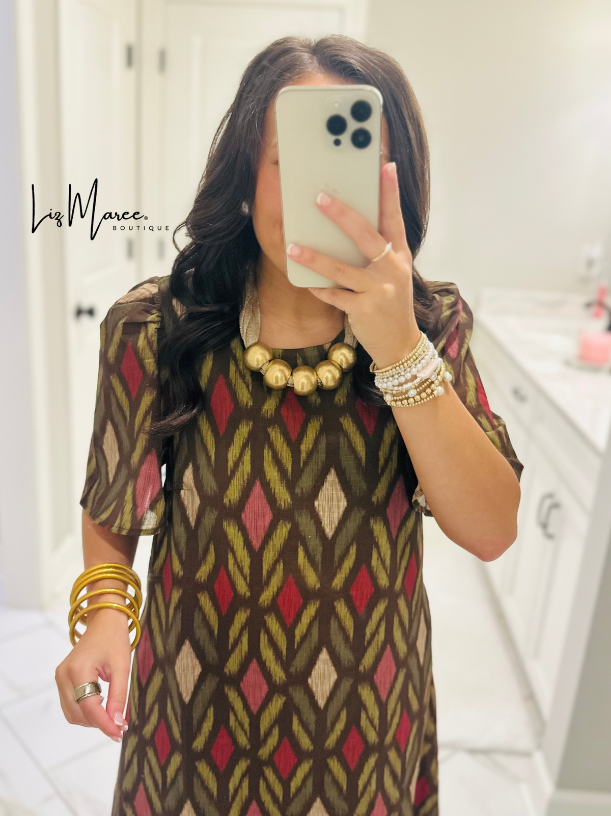 The Madeline Chocolate Brown Geometric Maxi Dress