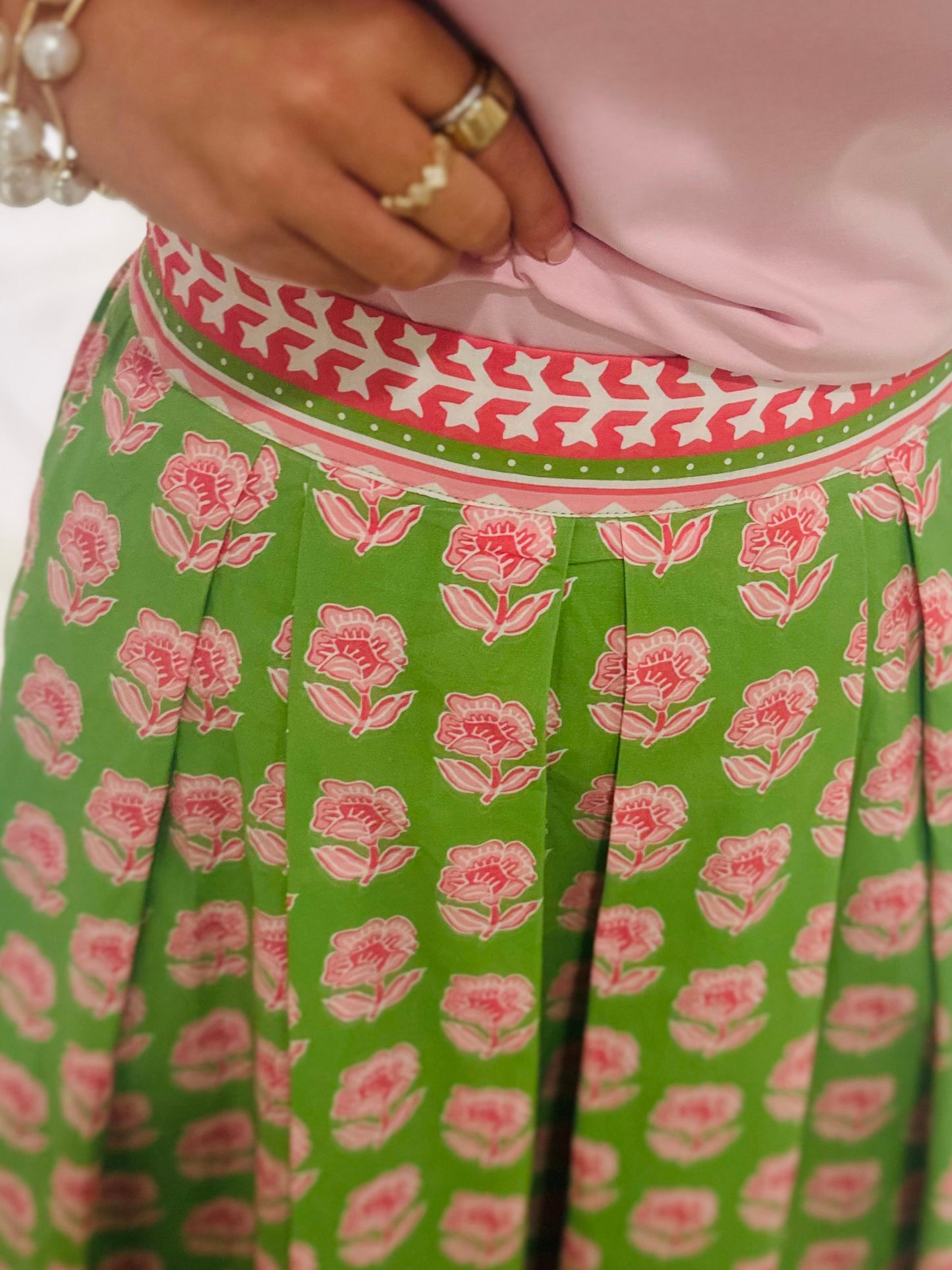 The Sophie Green Floral Midi Skirt