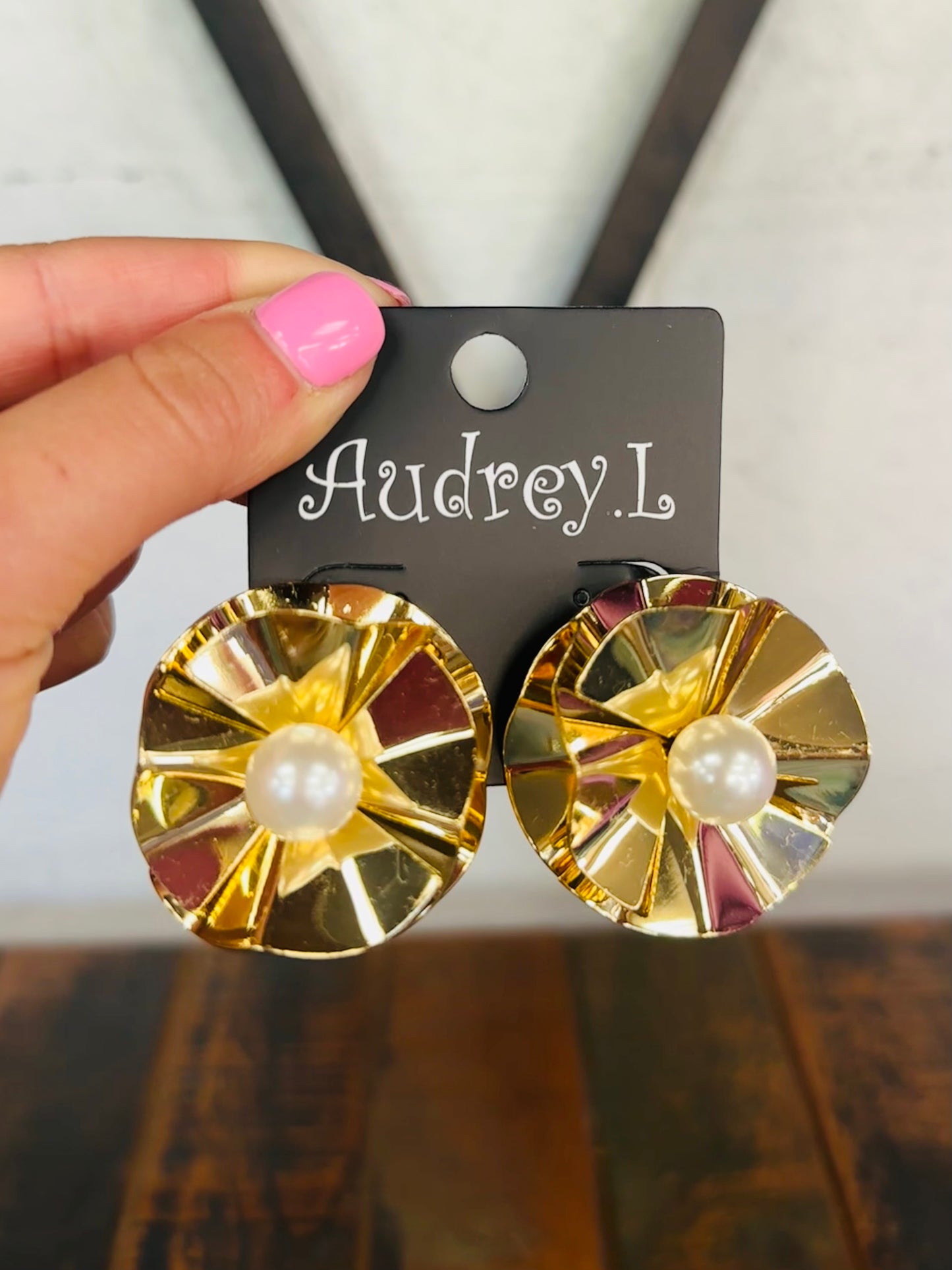 Pearl Stud Metal Statement Earring
