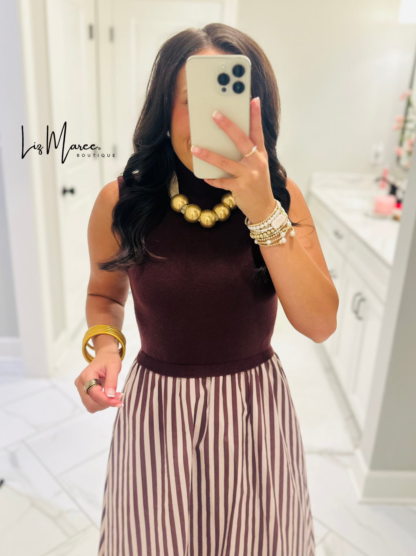 The Hartley Brown Sleeveless Midi Dress
