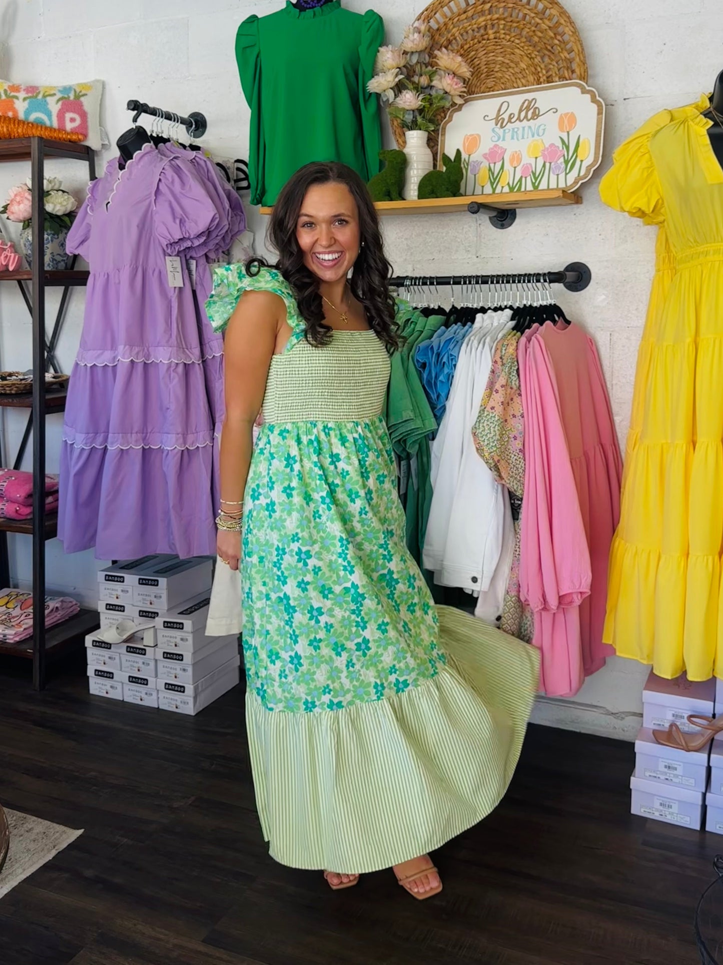 The Magnolia June Green Midi Dress