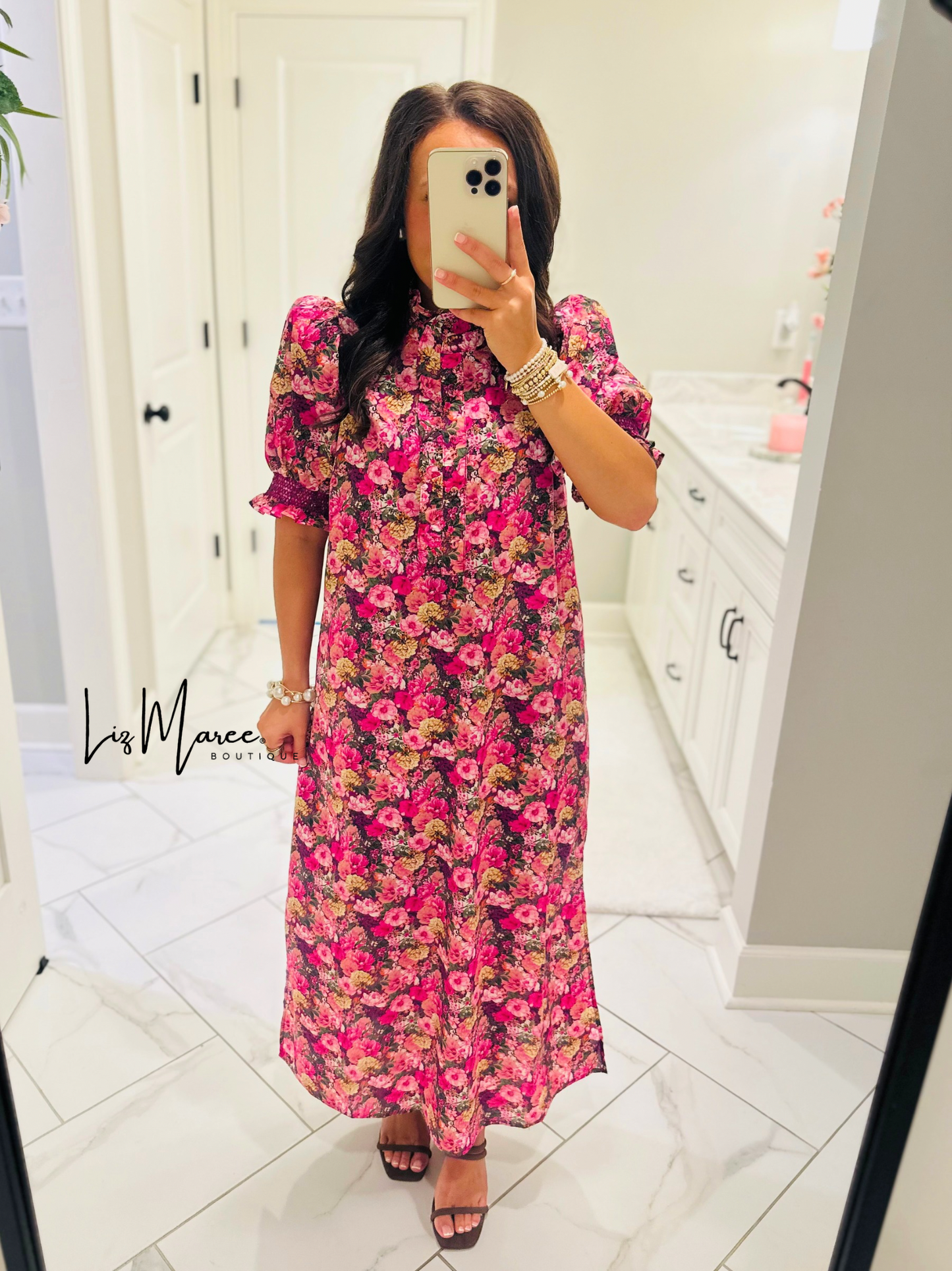 The Anabelle Magenta Floral Midi Dress