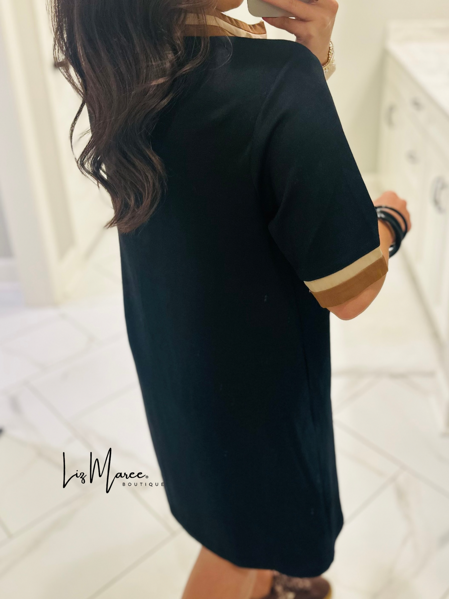 The Beverly Black Quarter Zip Dress