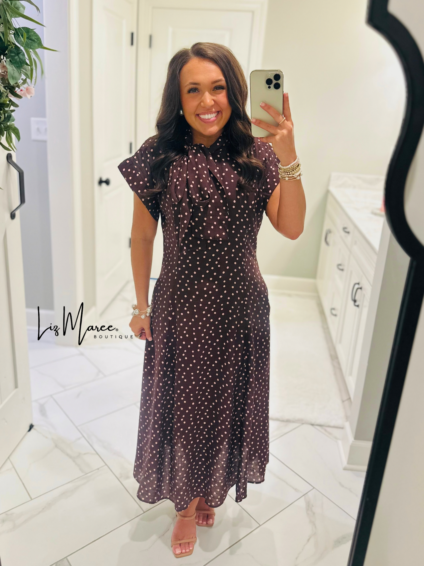 The Margo Burgundy Polka Dot Midi Dress