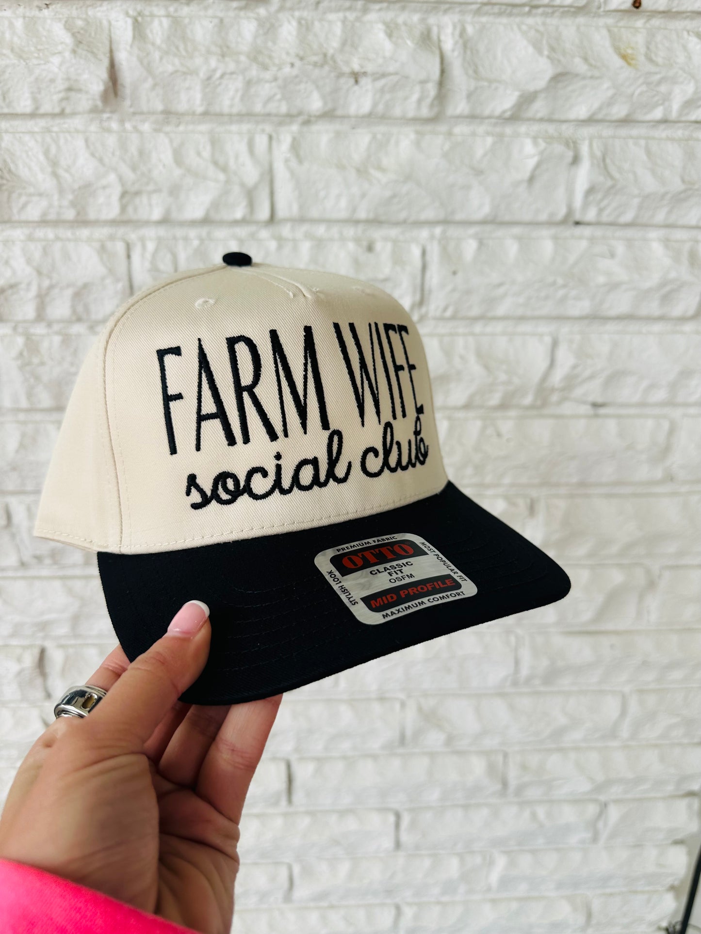 Black 'Farm Wife Social Club' Embroidered Trucker Hat