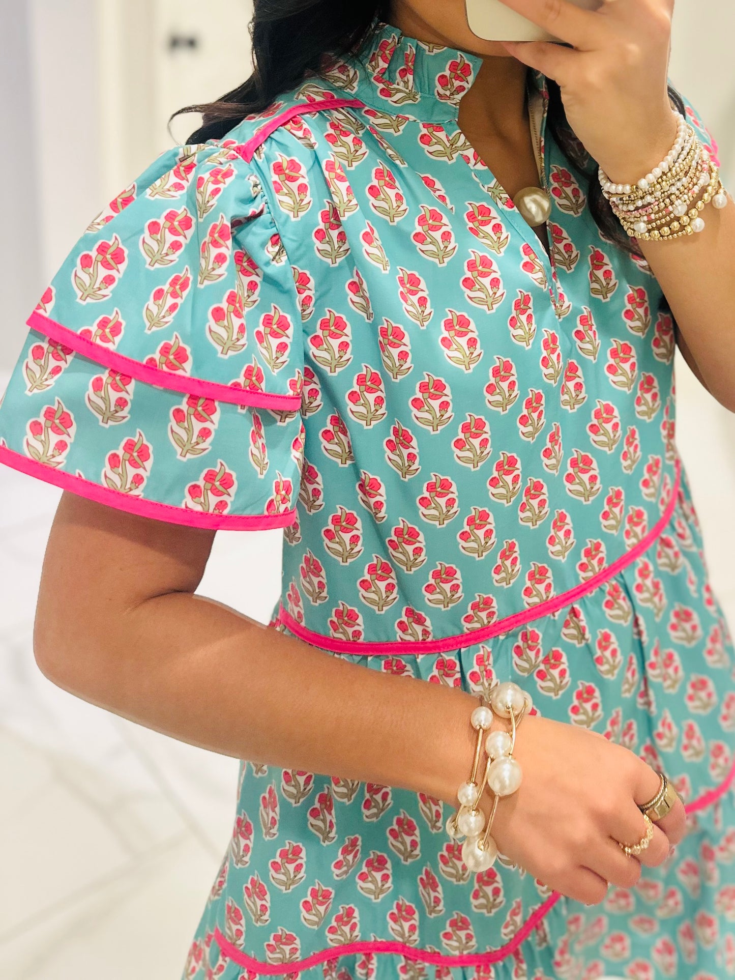 The Valerie Green + Pink Floral Dress