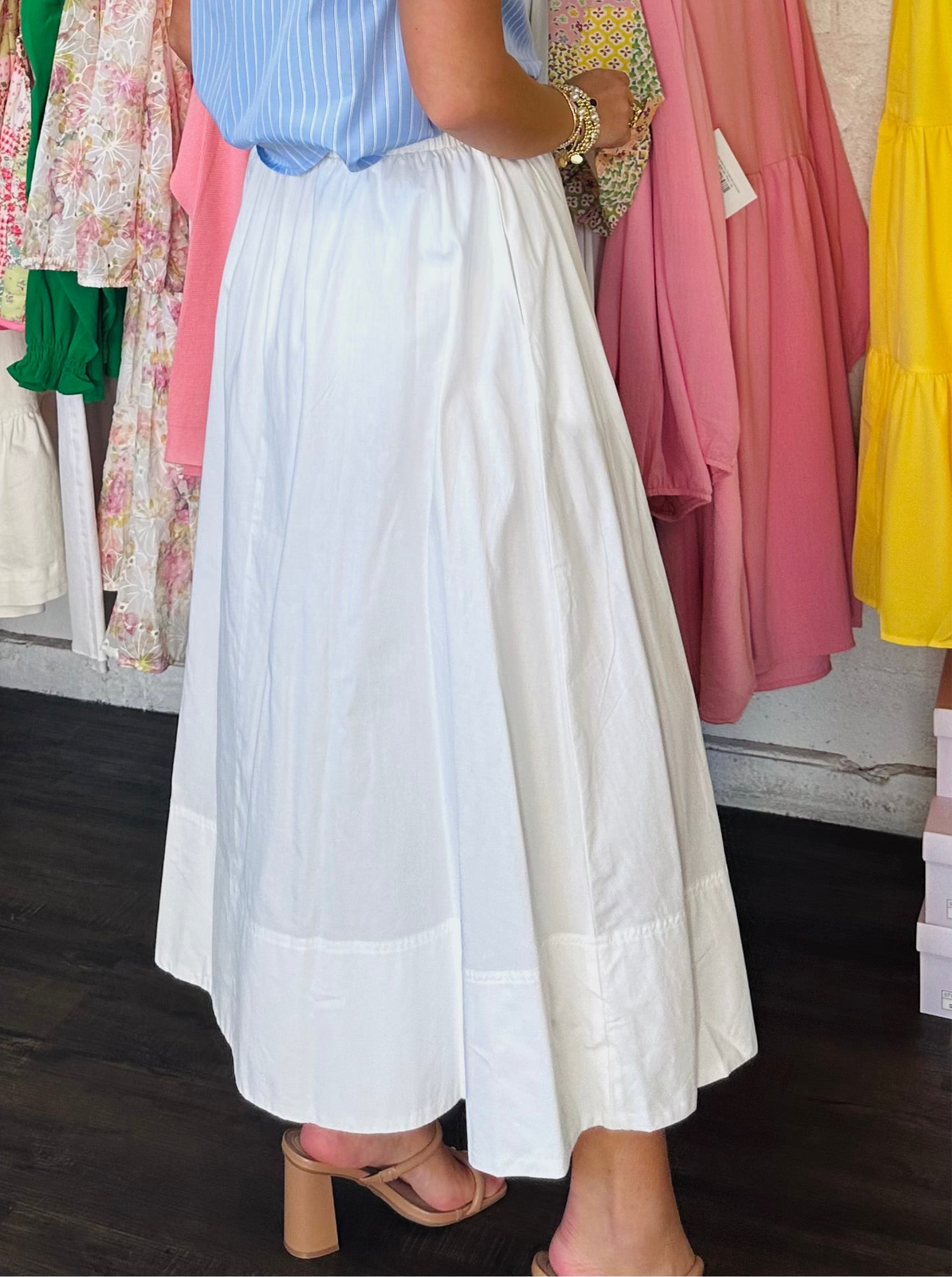 The White Poplin Maxi Skirt