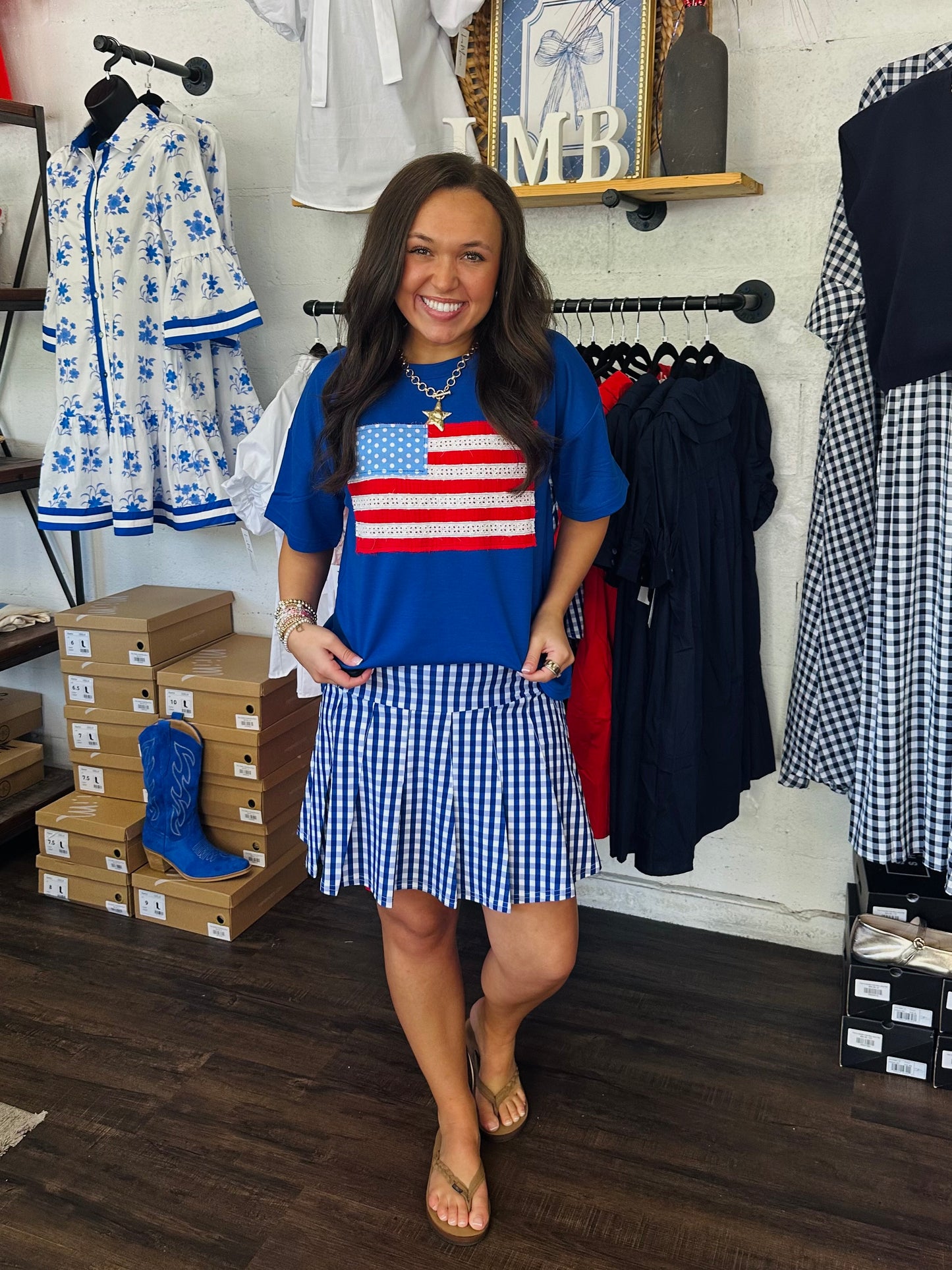 The Sweet Land of Liberty American Flag Applique Tee