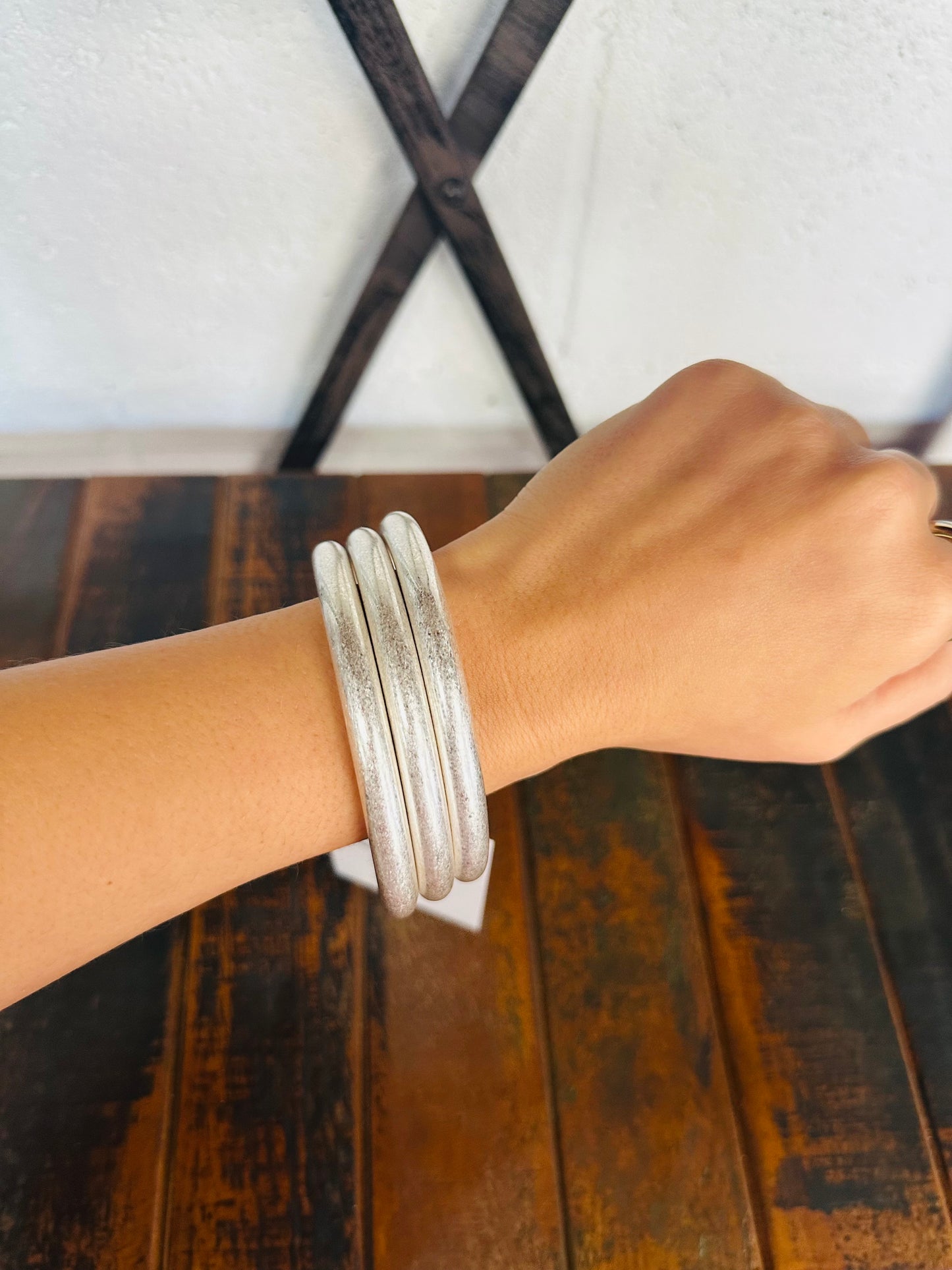 Matte Silver Bangles - Set of 3