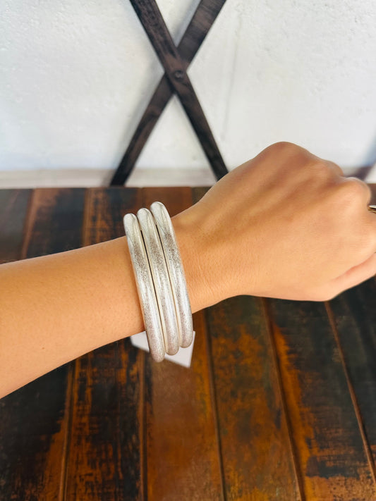 Matte Silver Bangles - Set of 3