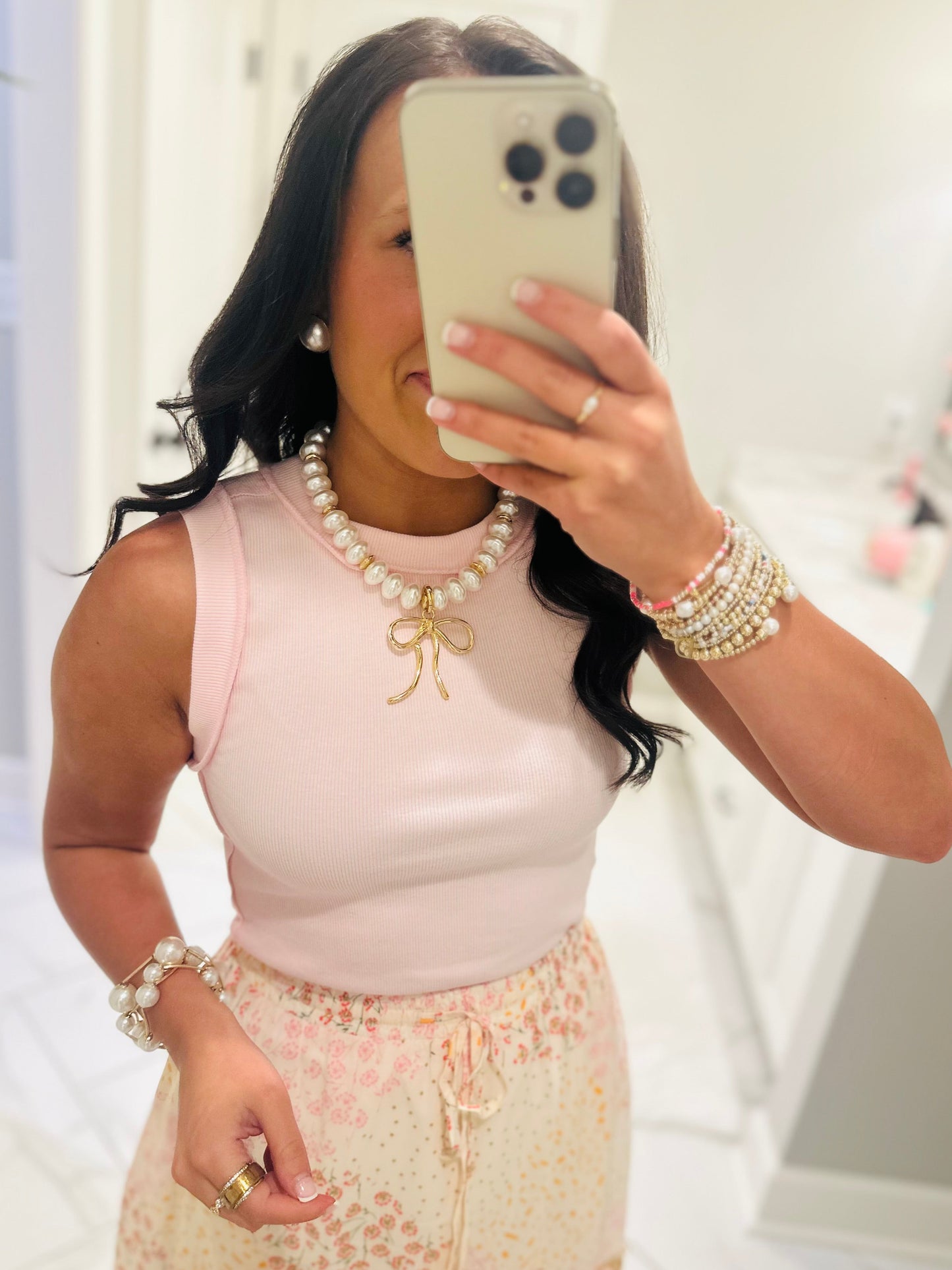 The Ellie Baby Pink Seam Detail Tank Top