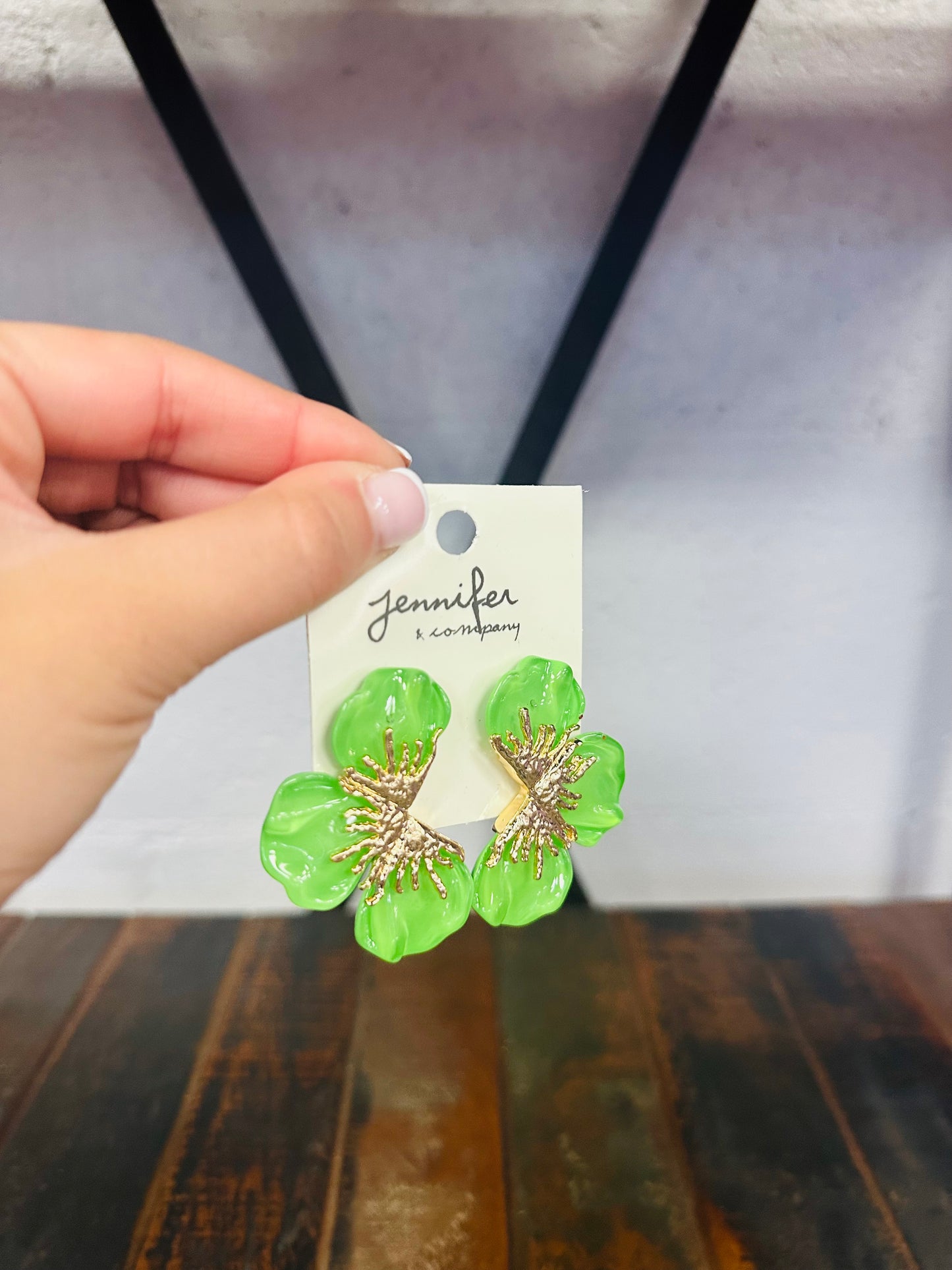 Flower Statement Earring - Green