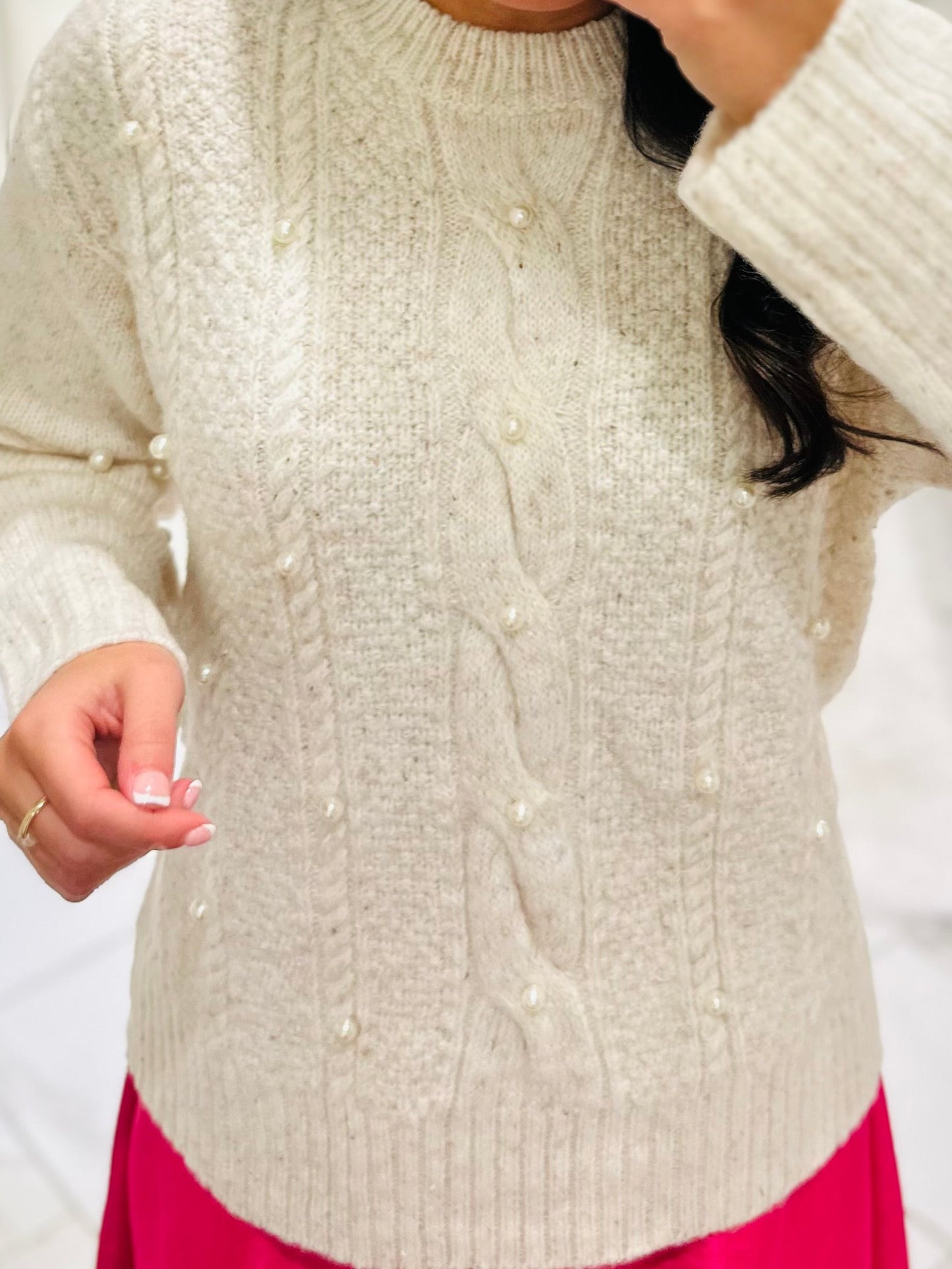 The Wynter Oatmeal Pearl Sweater