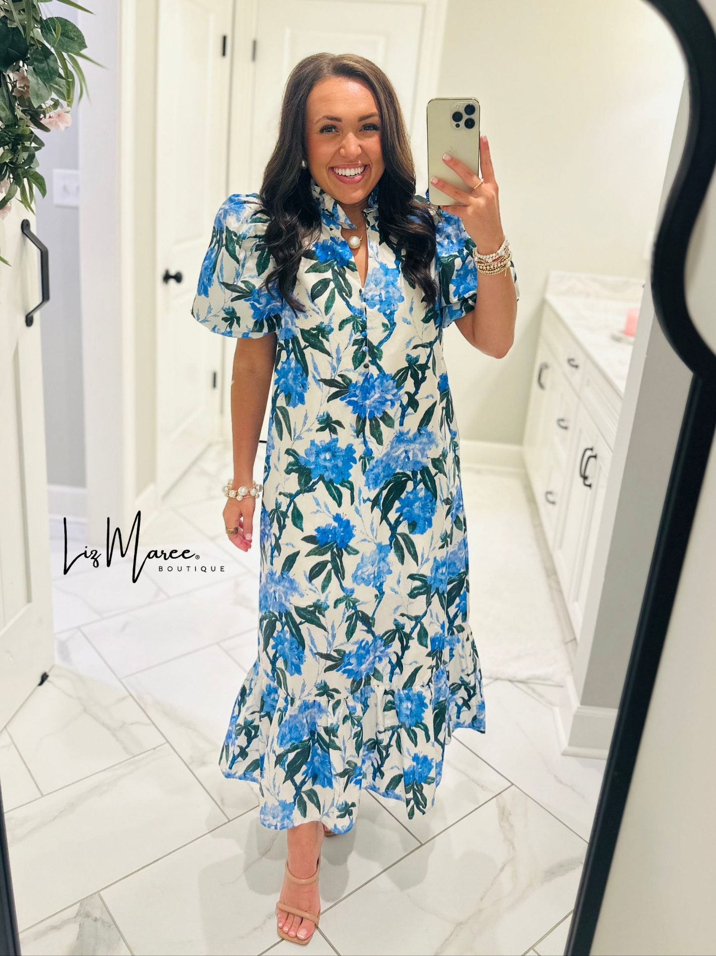 The Jane Blue Floral Midi Dress