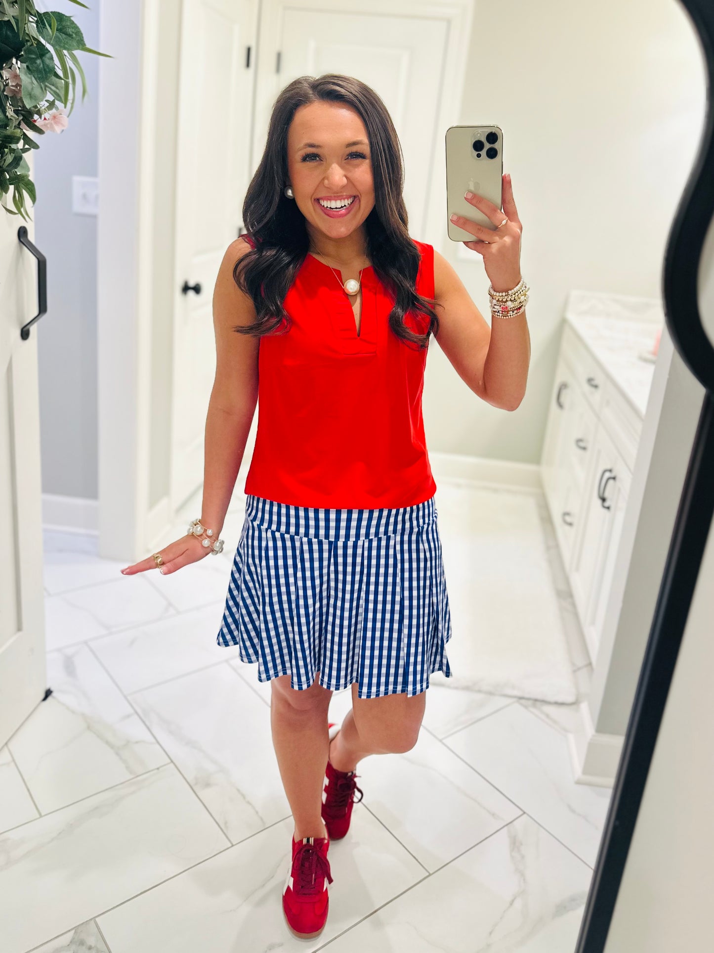 The Jackie Royal Blue Gingham Skort