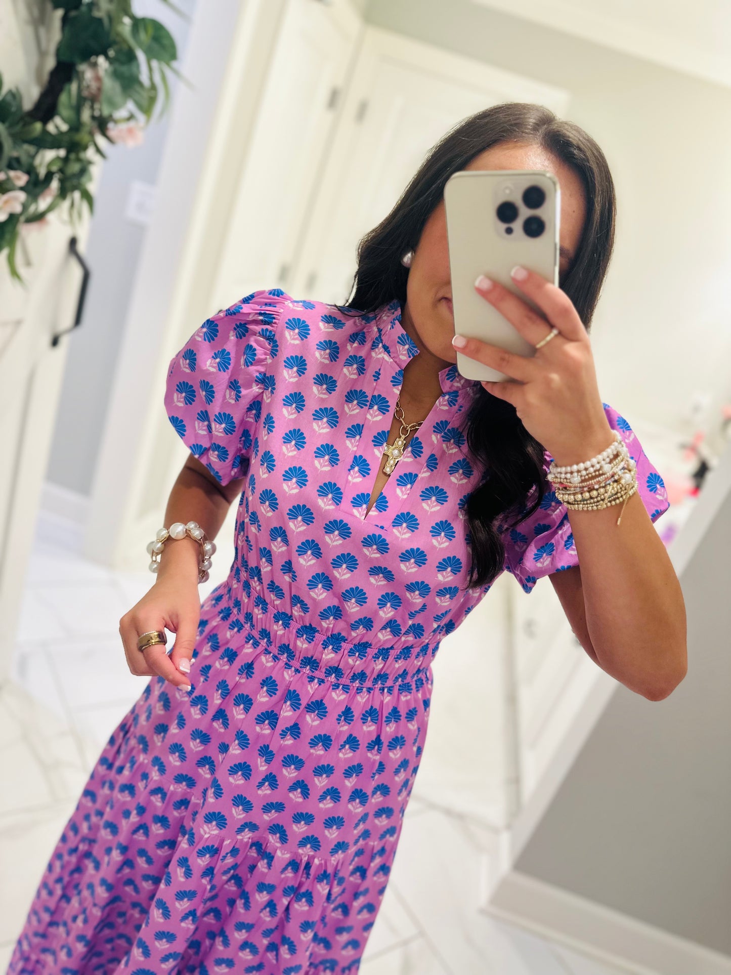 The Maya Lavender Floral Midi Dress