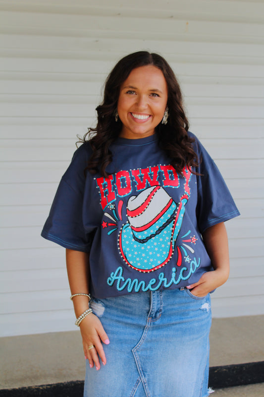 Howdy America Rhinestone Tee