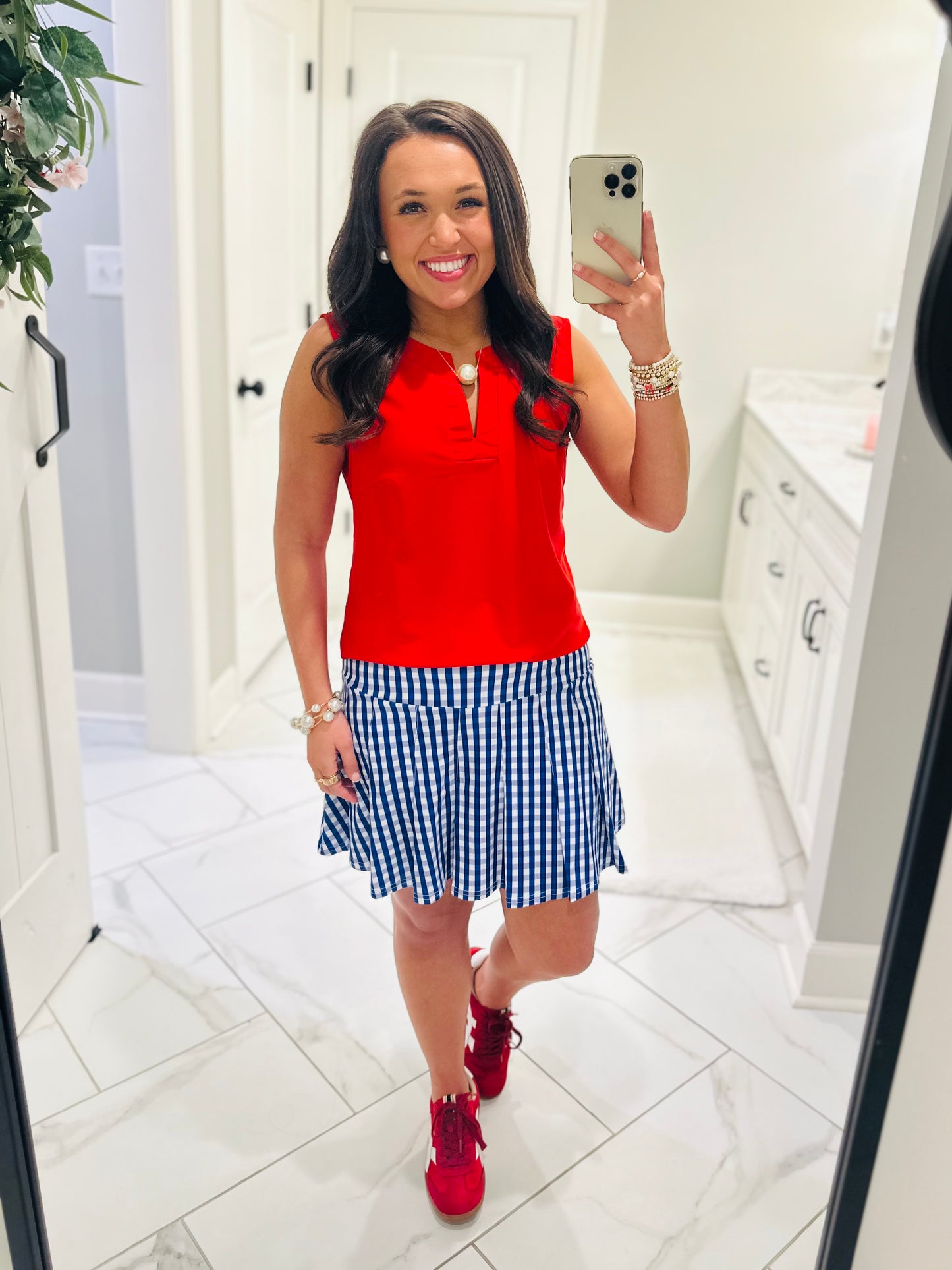 The Jackie Royal Blue Gingham Skort