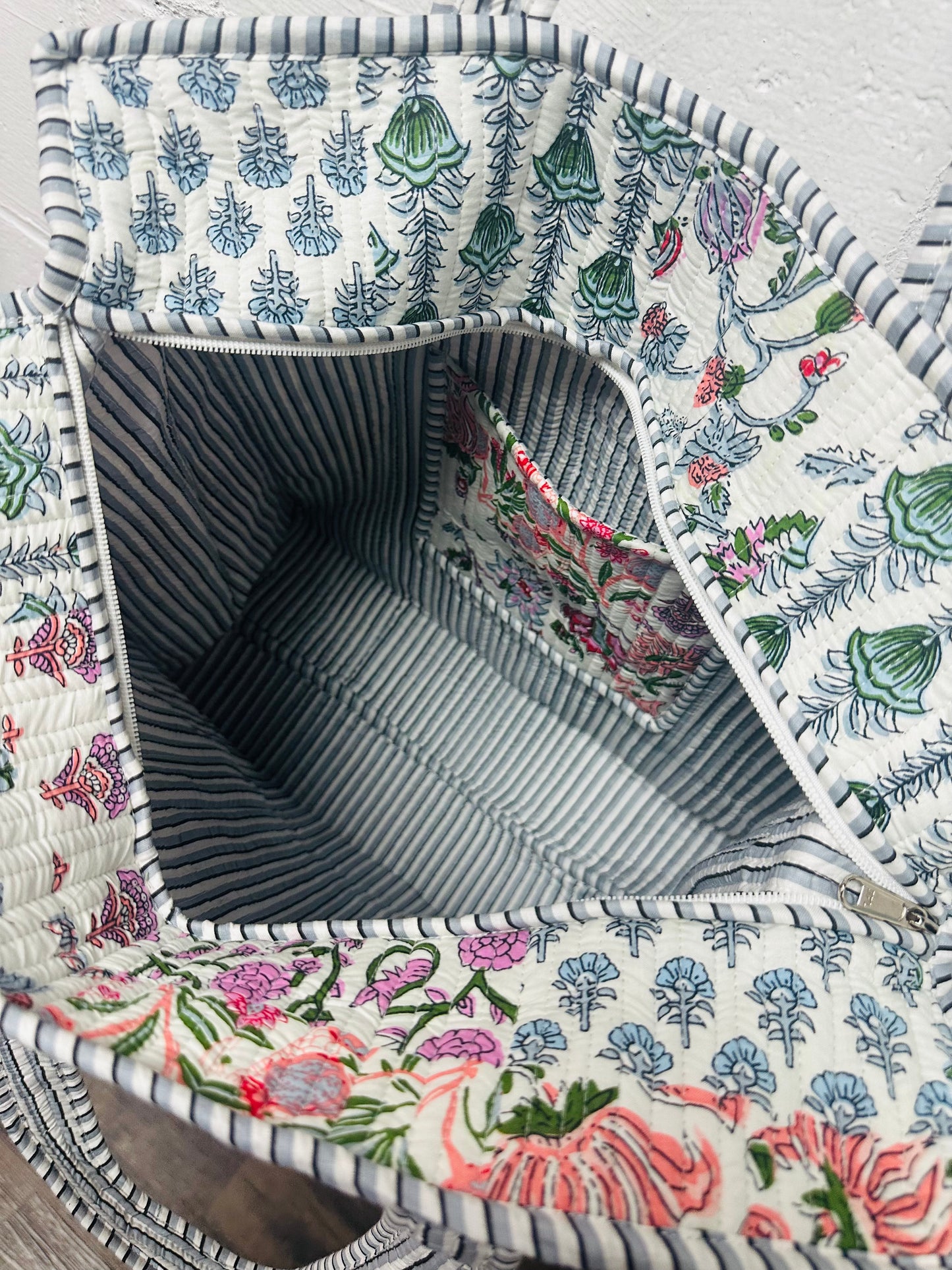 The White Multicolor Patchwork Quilted Tote Bag