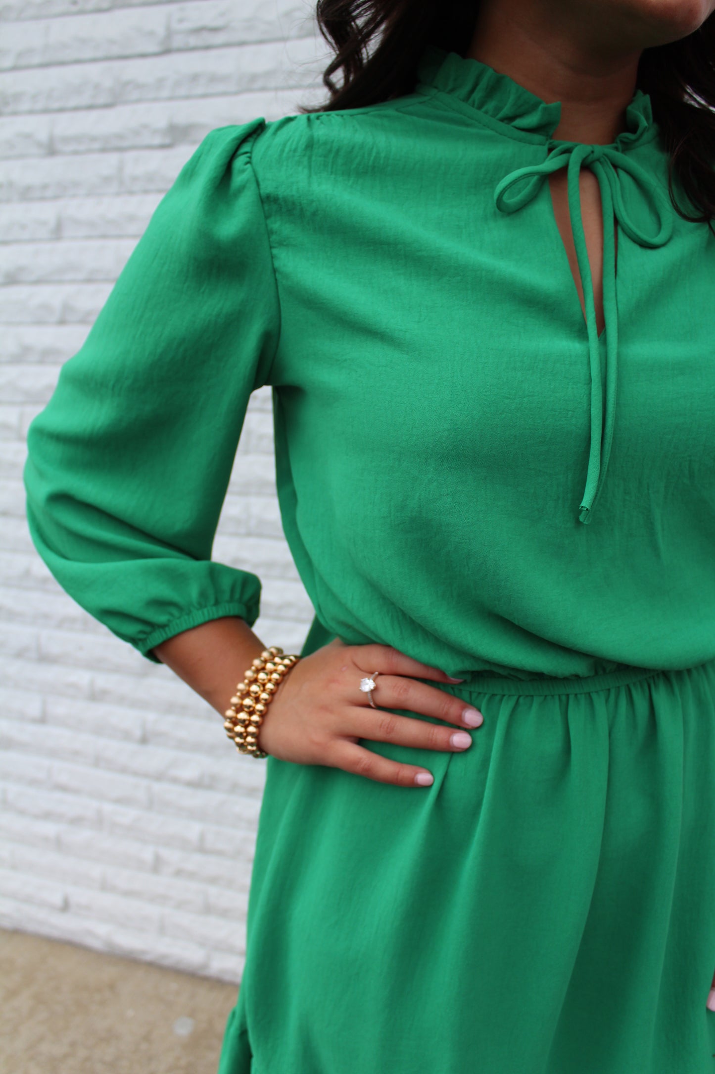 The Elizabeth Solid Green Midi Dress