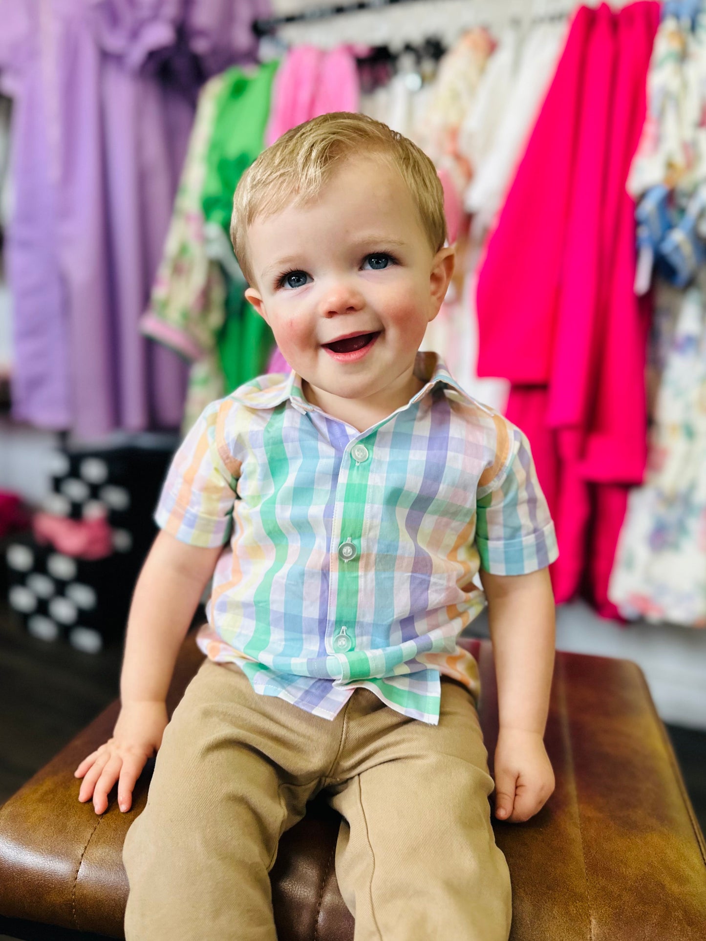 The Boys Plaid Short Sleeve Button Down Shirt