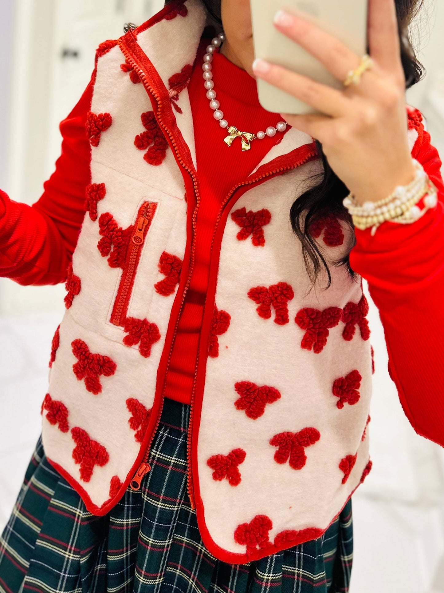 The Red Bow Fleece Vest