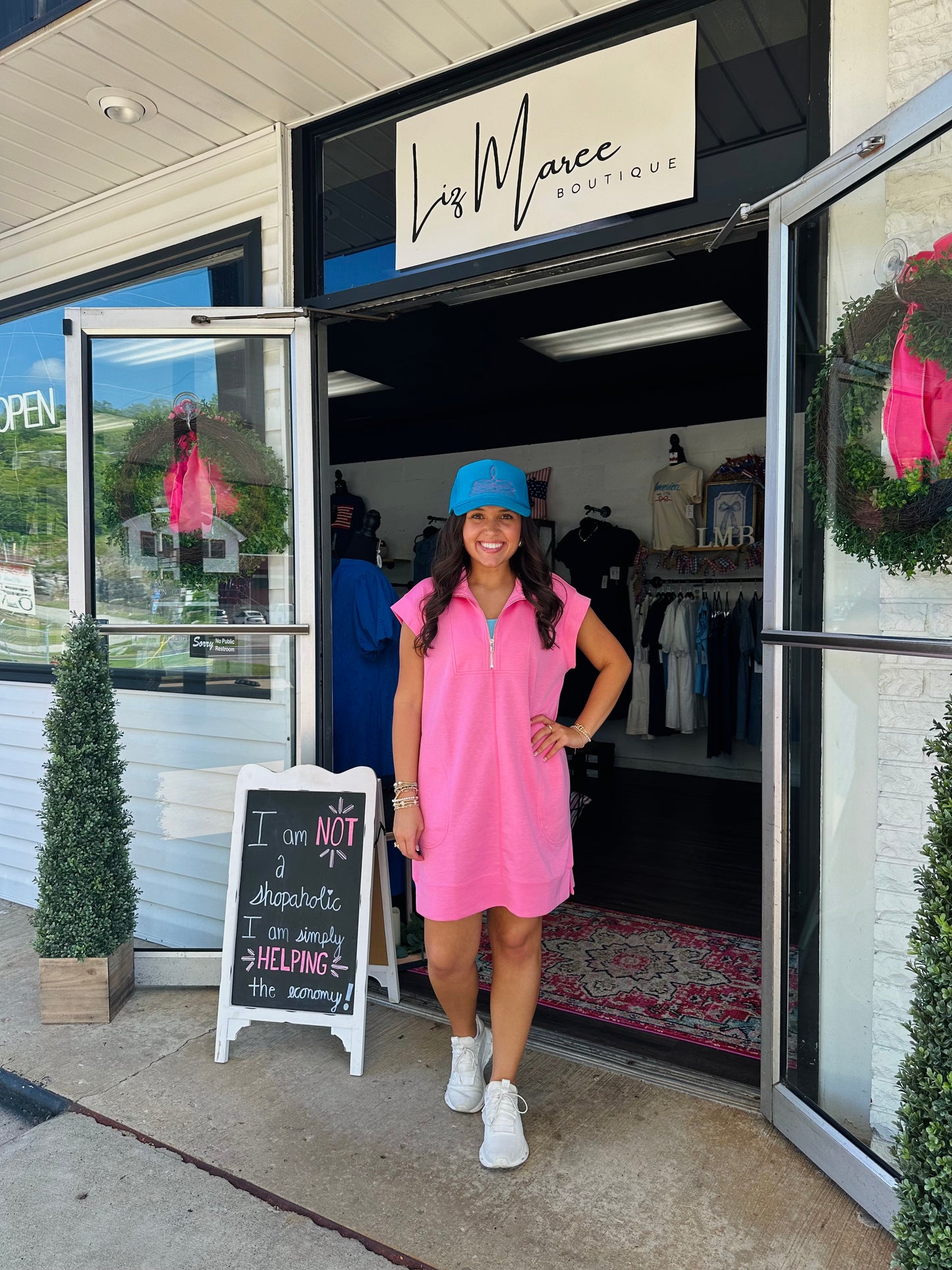 The Annie Bubblegum Pink Quarter Zip Dress
