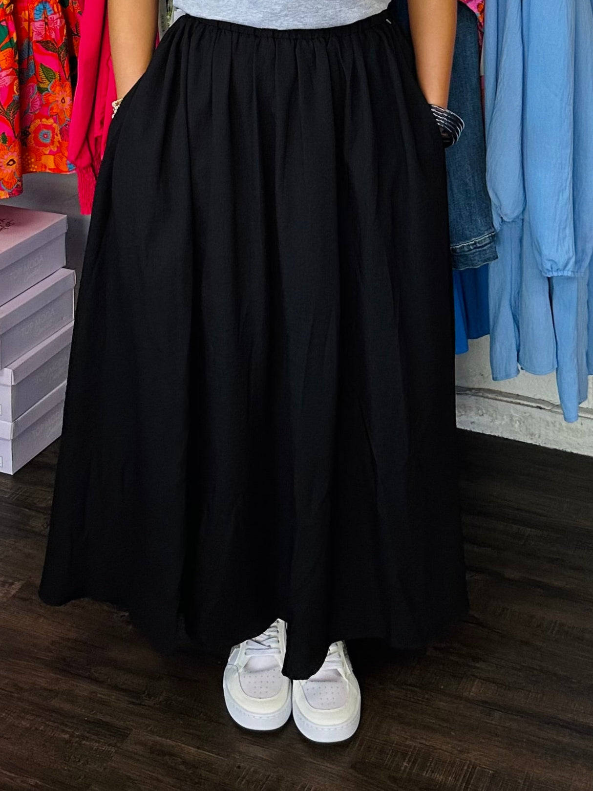The Zoe Black Midi Skirt