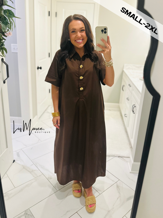 The Delaney Brown Midi Dress