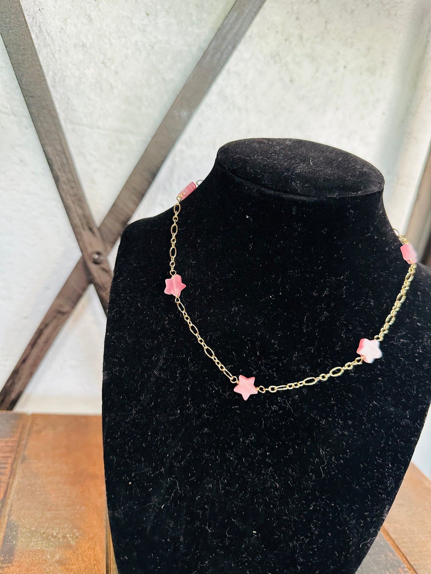 Pink Little Star Station Necklace