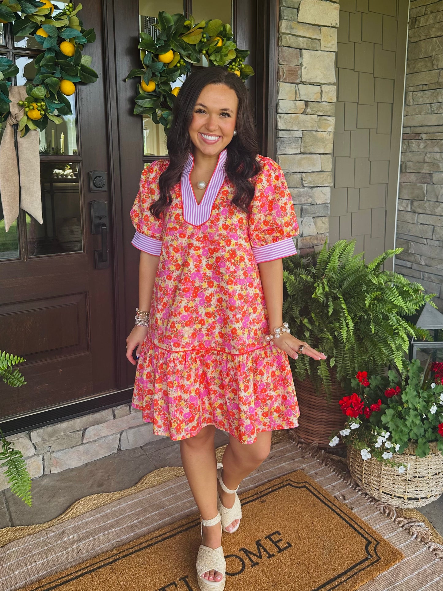 The Maree Pink + Orange Floral Dress