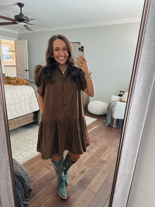 The Kallie Brown Puff Sleeve Dress