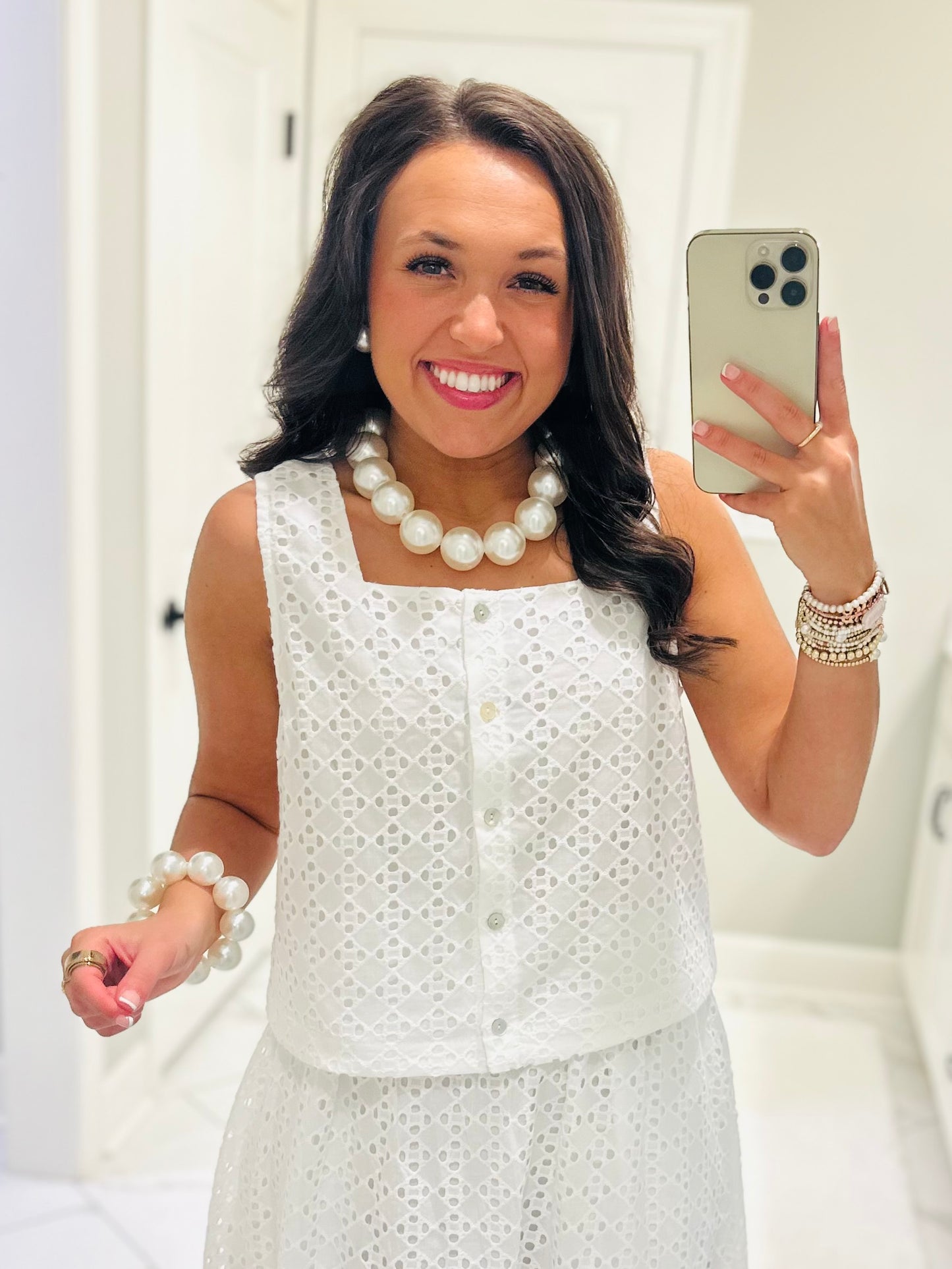 The Livi White Eyelet Top + Skirt Set
