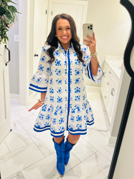 The Betsy Blue Floral Dress
