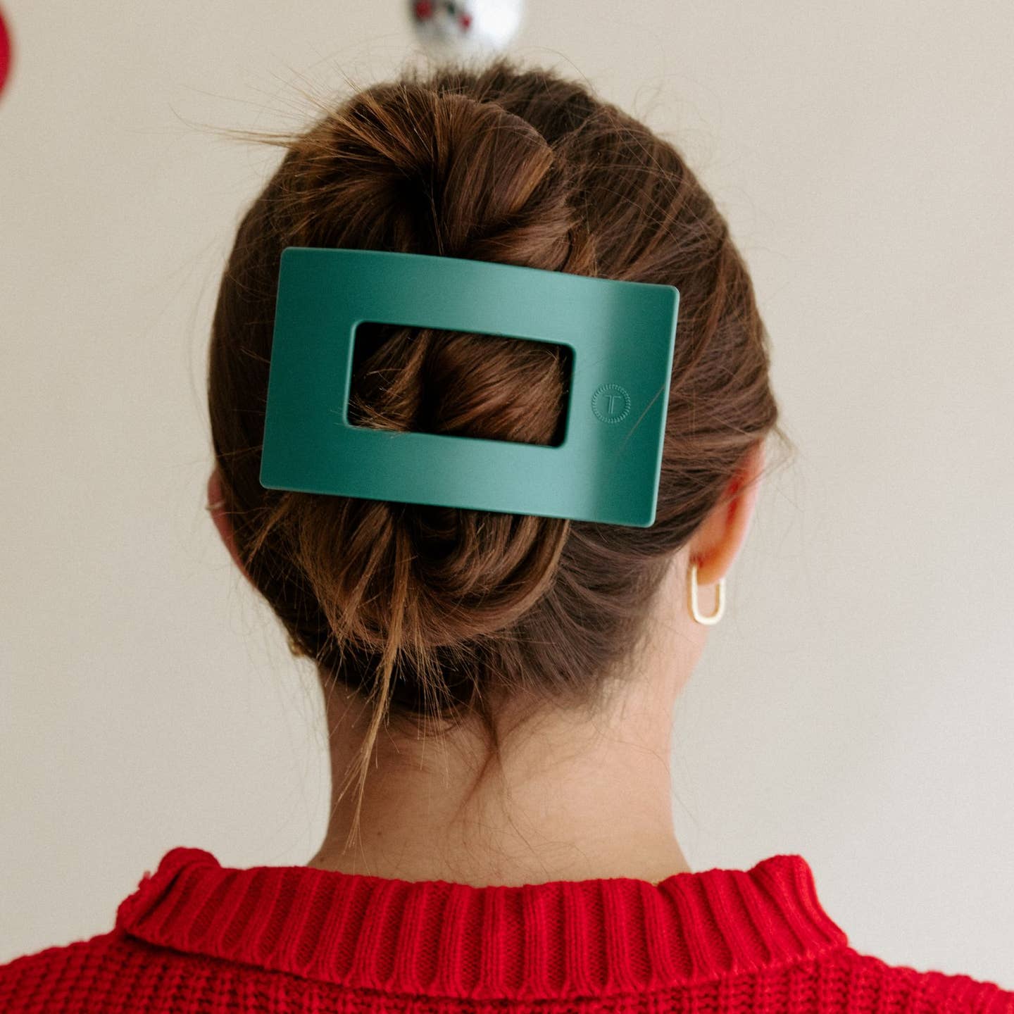 Matte Green Fir Real Rectangle Flat Hair Clip