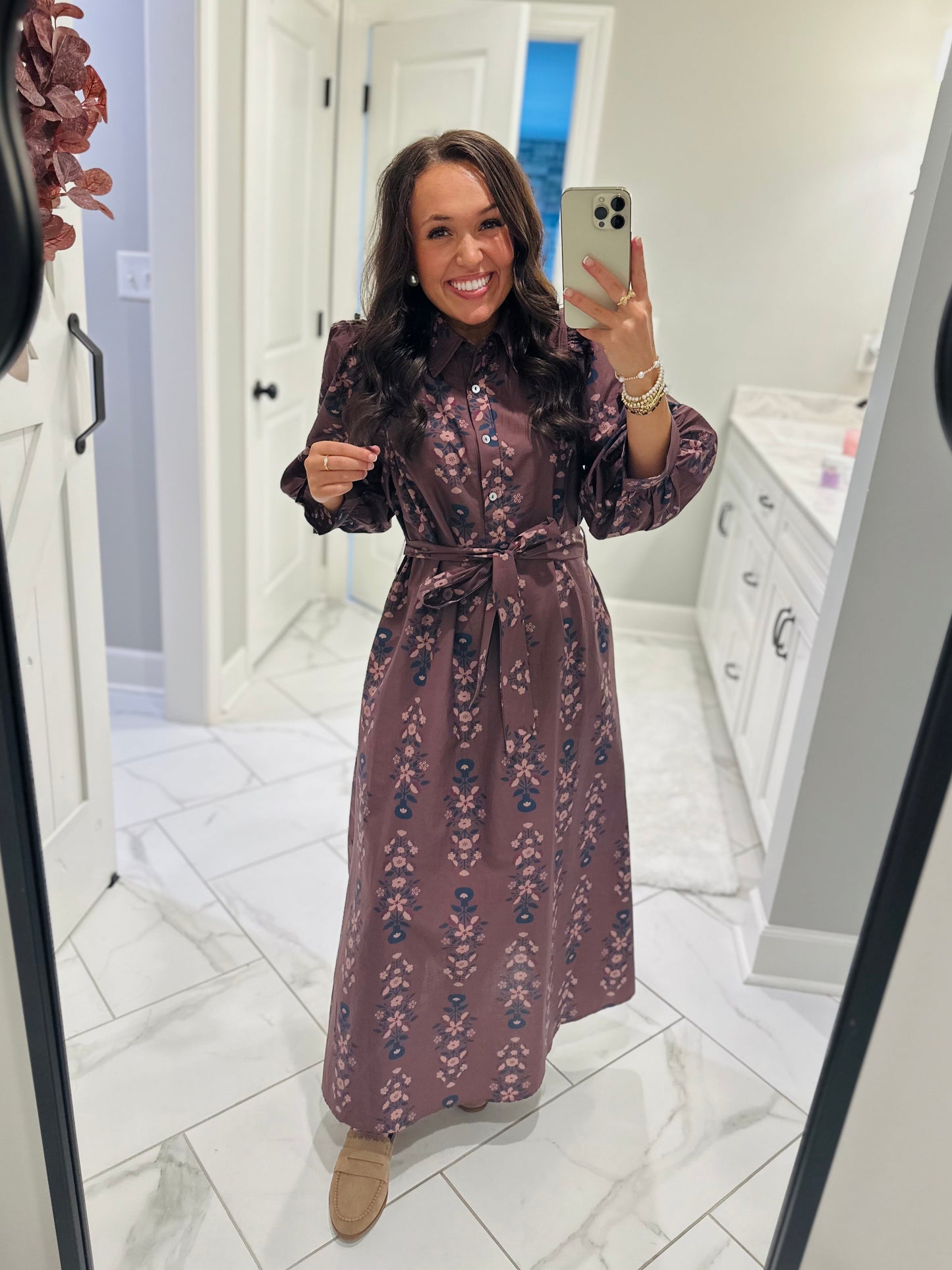 The Nina Brown Floral Maxi Dress